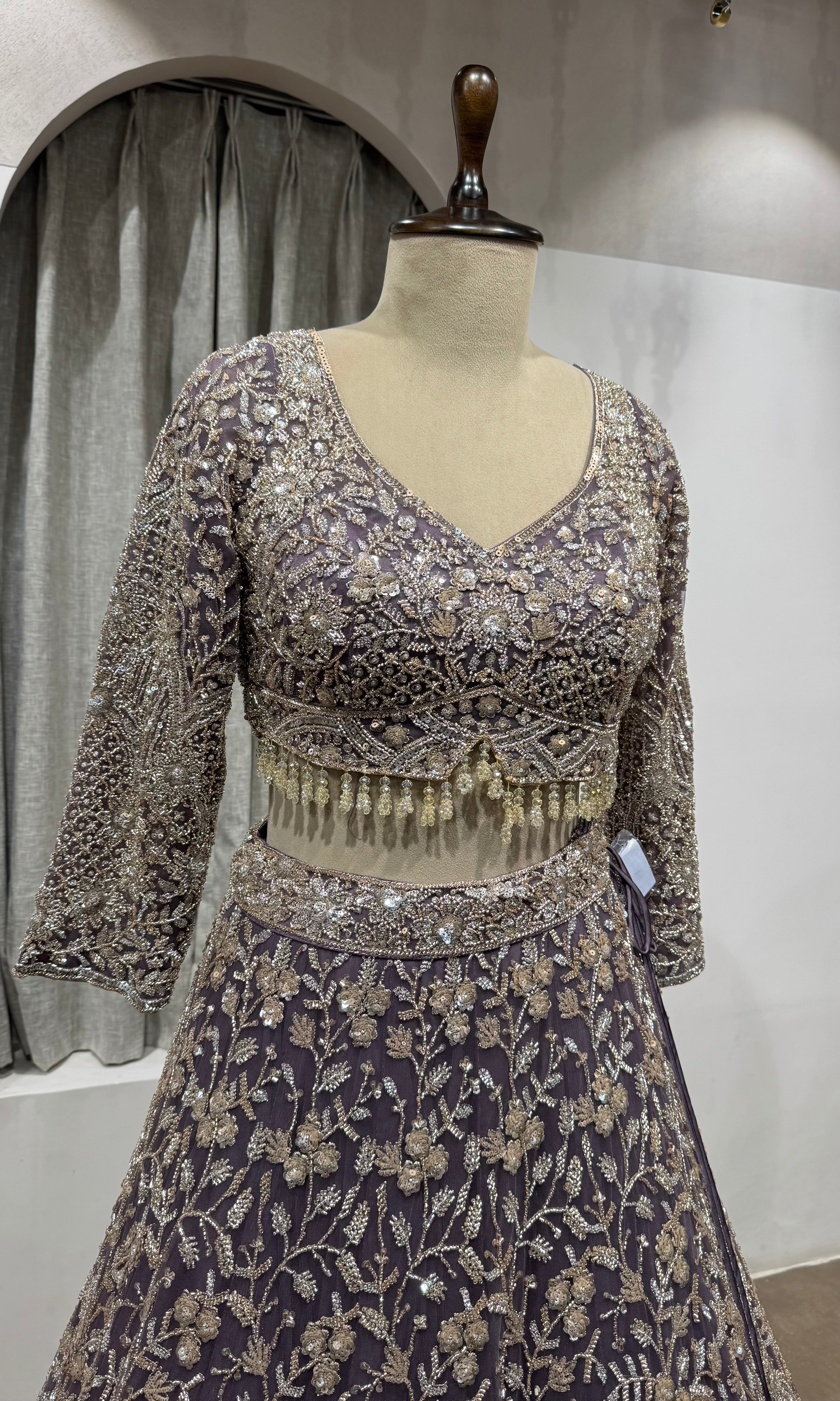 Light Purple Sequin Embellished Bridal Lehenga