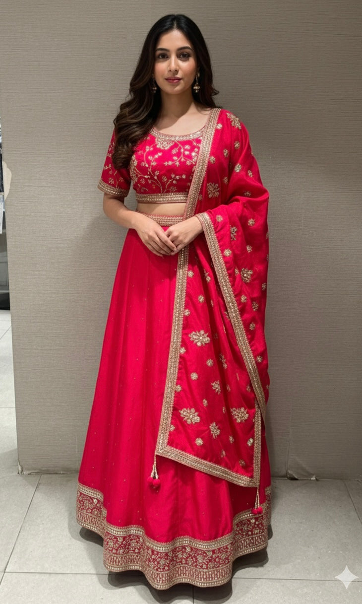Royal Rani Pink EMBROIDERED Lehenga