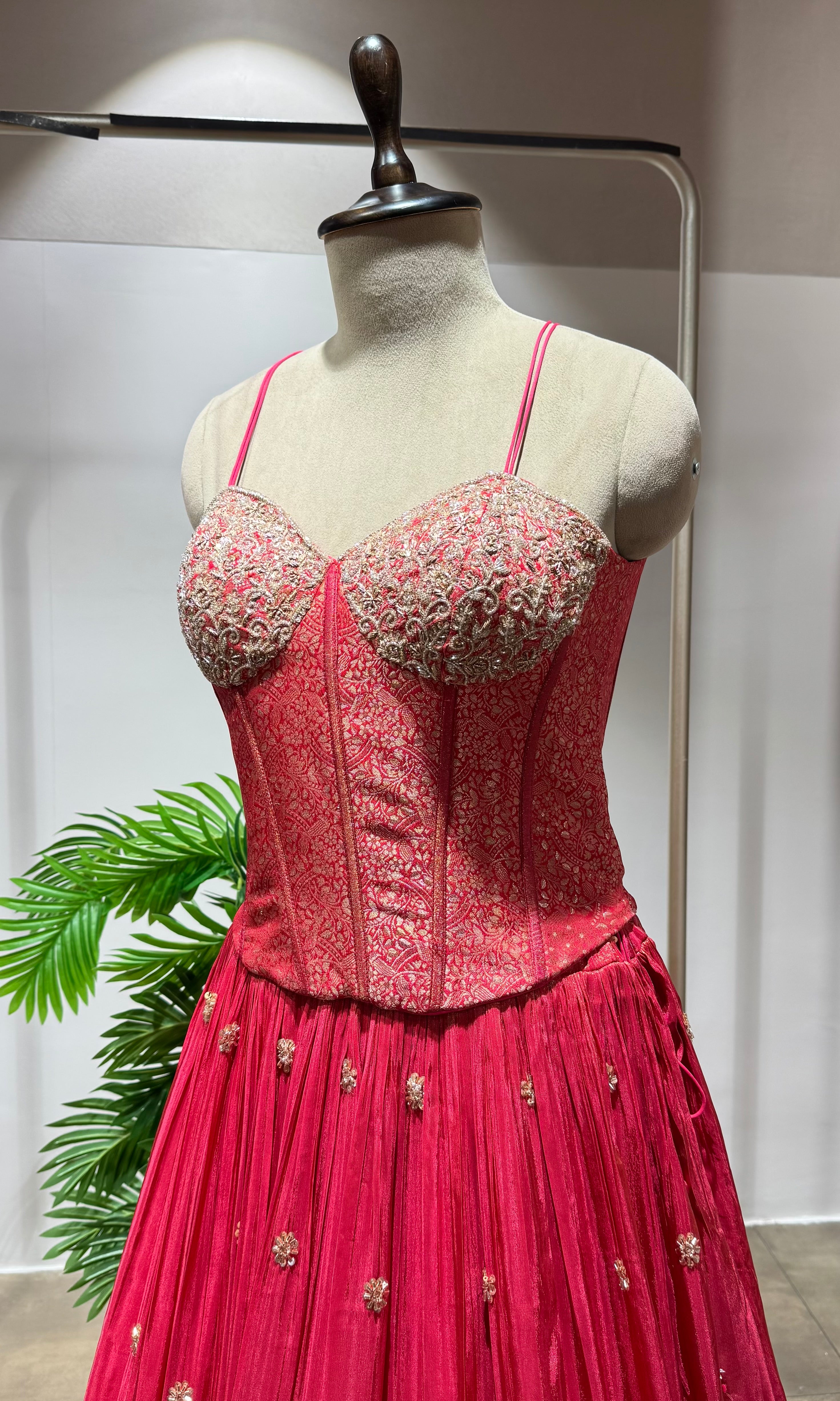 PINK Lehenga with Striped Dupatta & BLOUSE