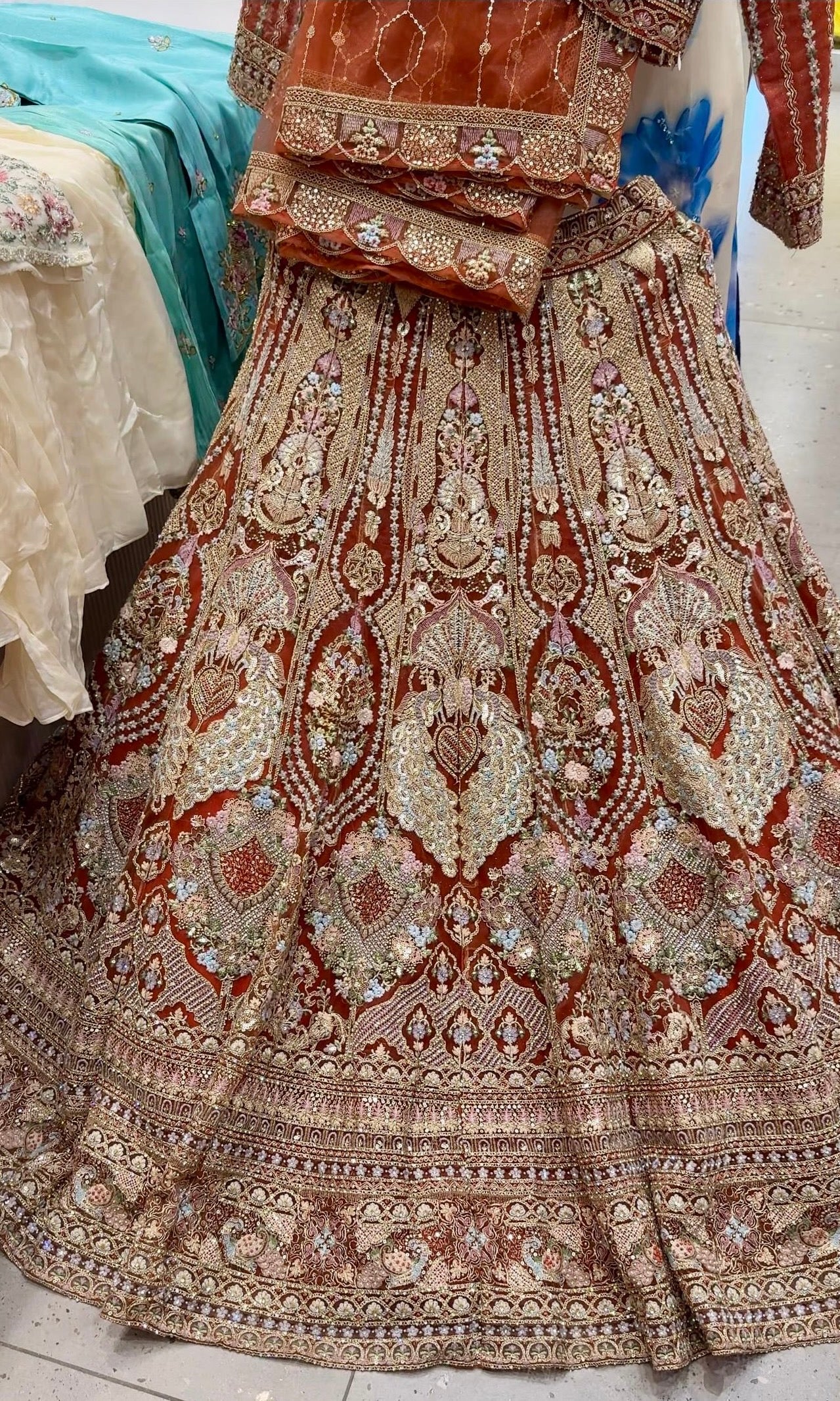 Rust Gold Classic embroidered Lehenga