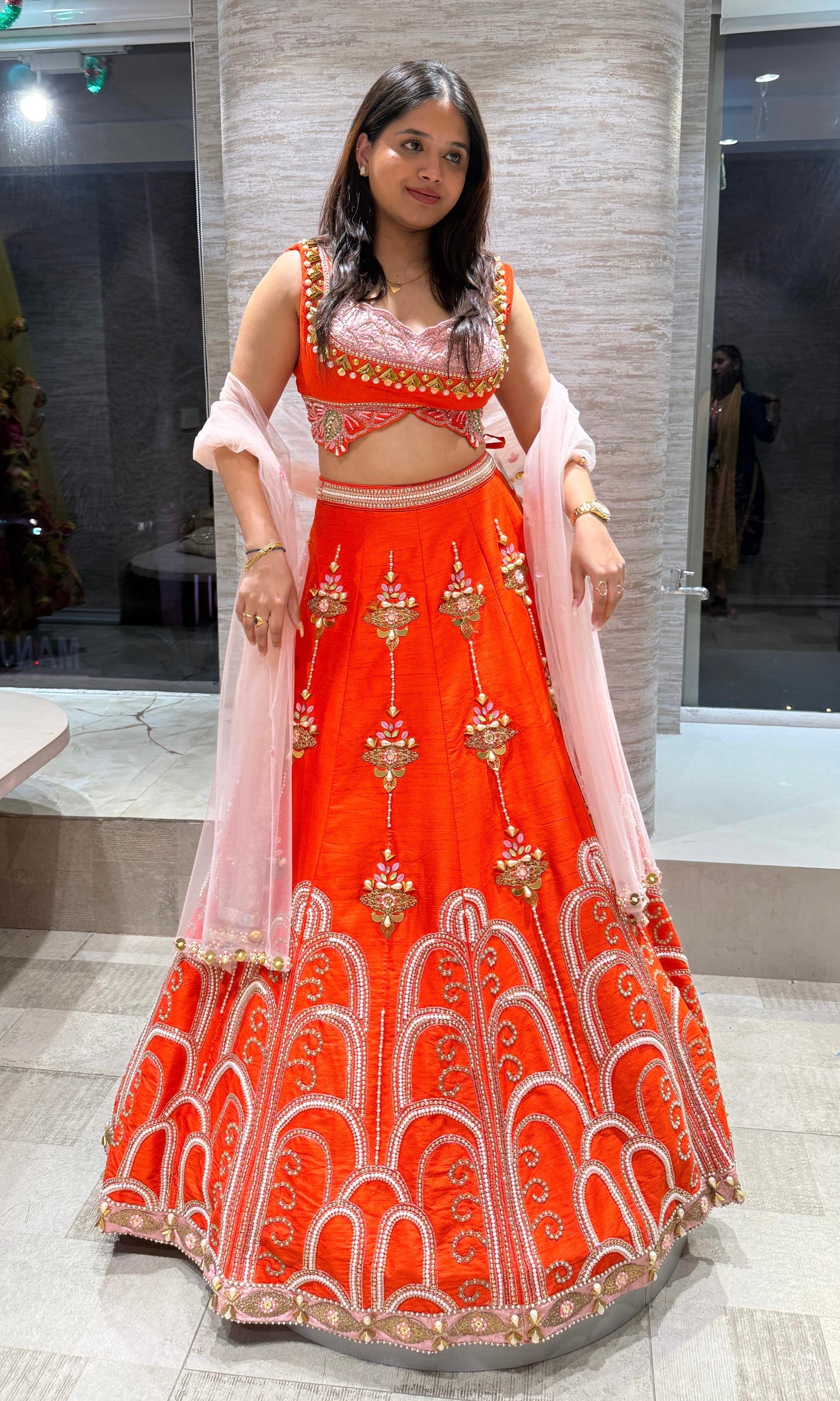 Orange Radiance embroidered lehenga