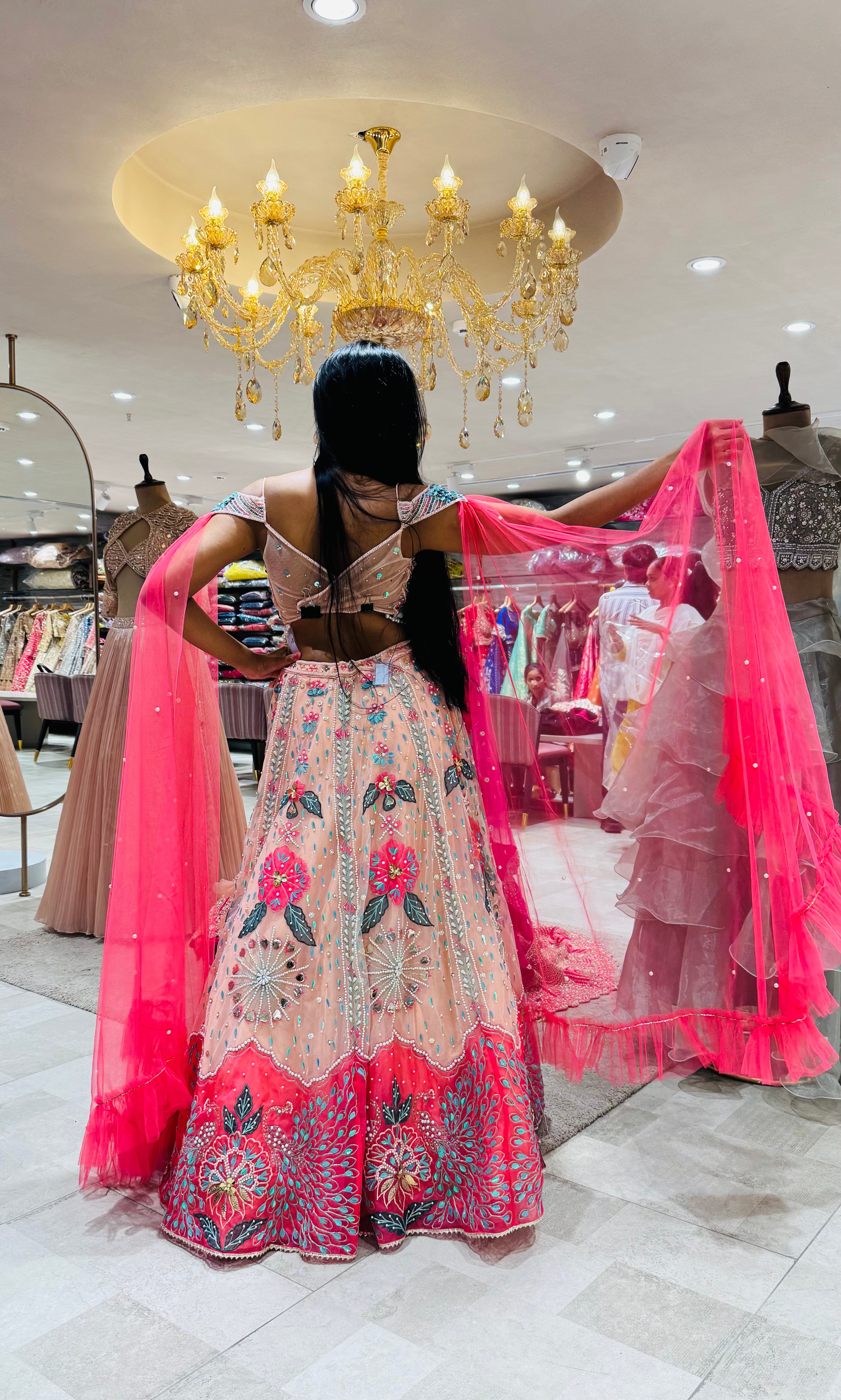 Peach BLOSSOM EMBROIDERED LEHENGA