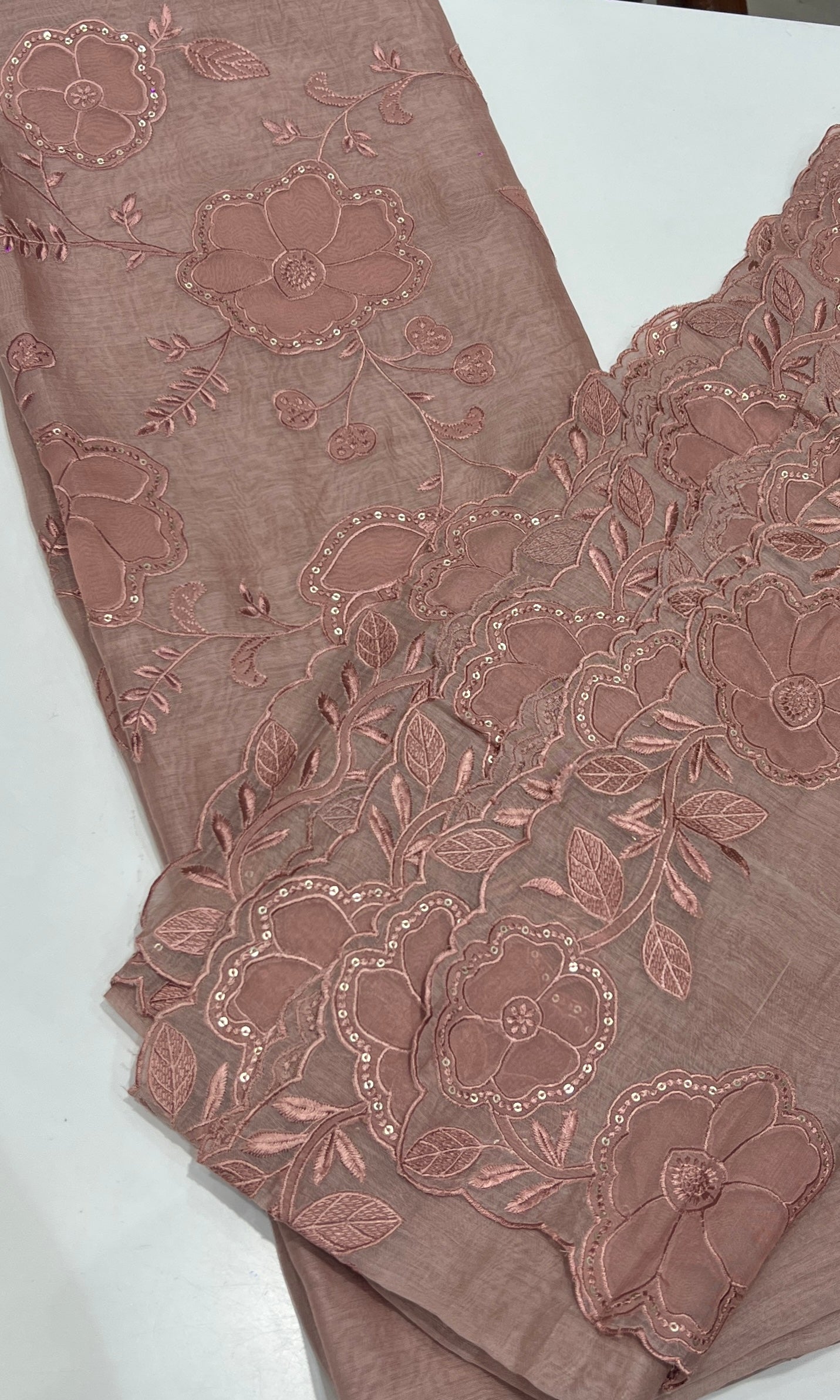 Peach FLORAL dress material