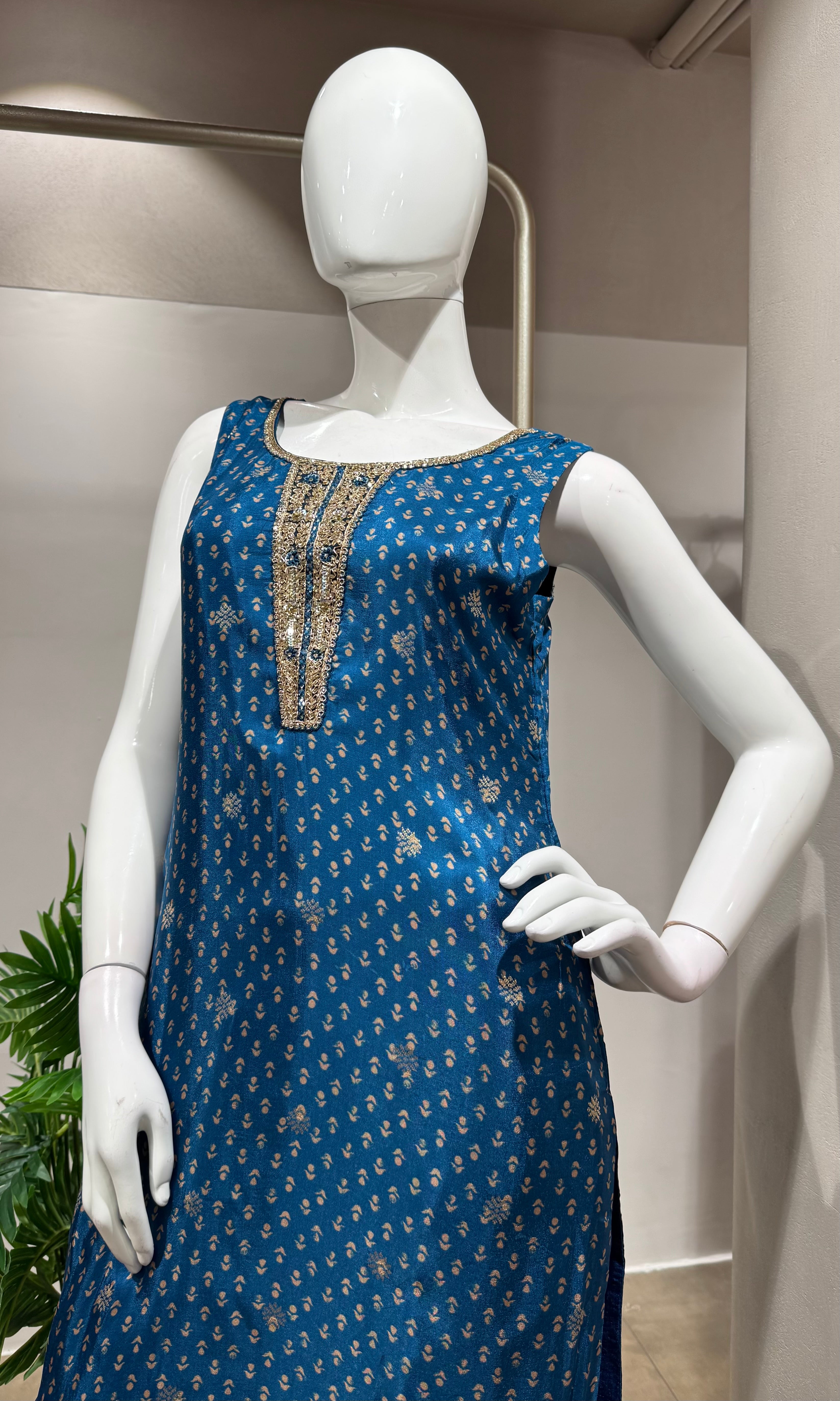 RAMA Blue Embroidered KURTA Set