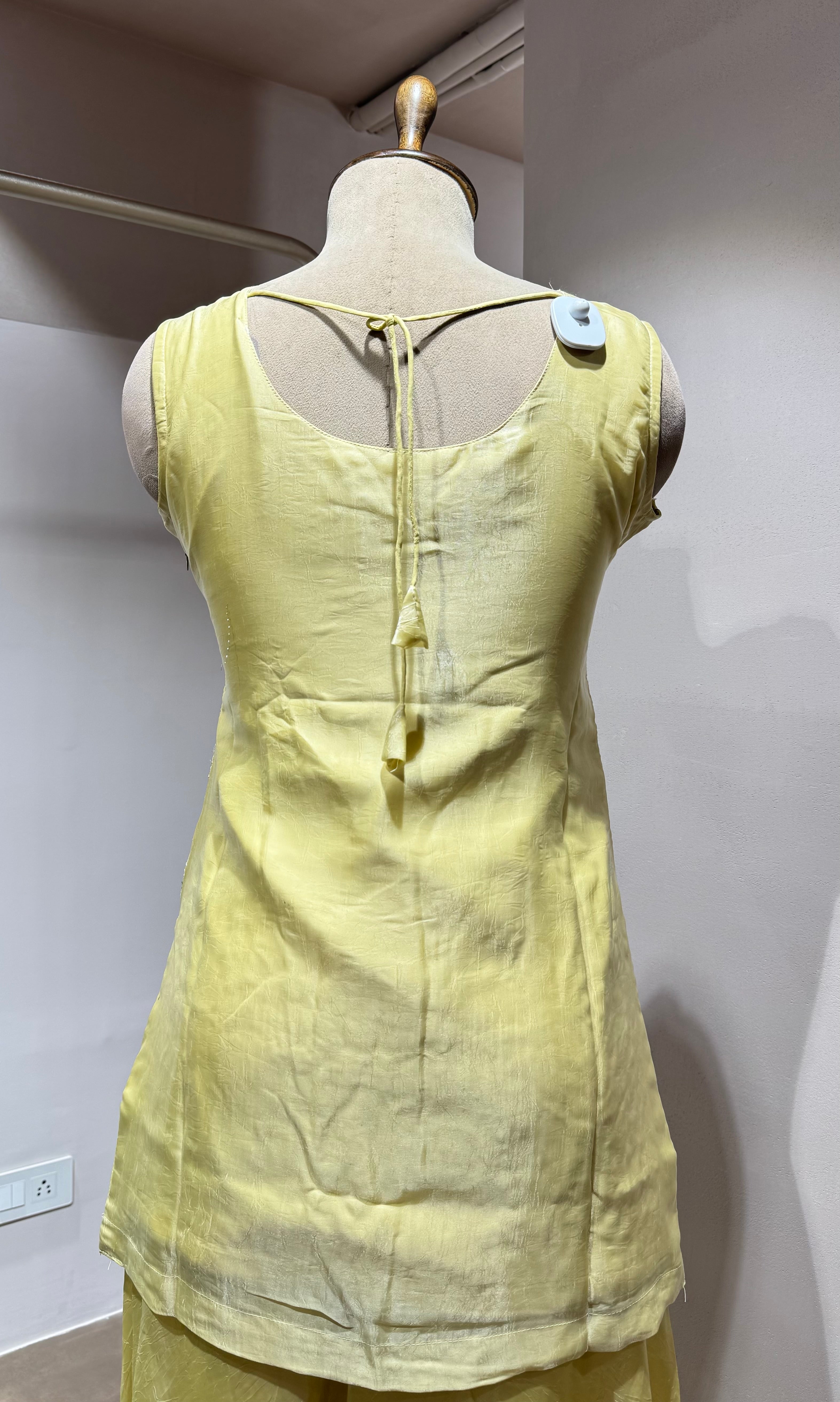 LIGHT YELLOW FLORAL SHARARA SET