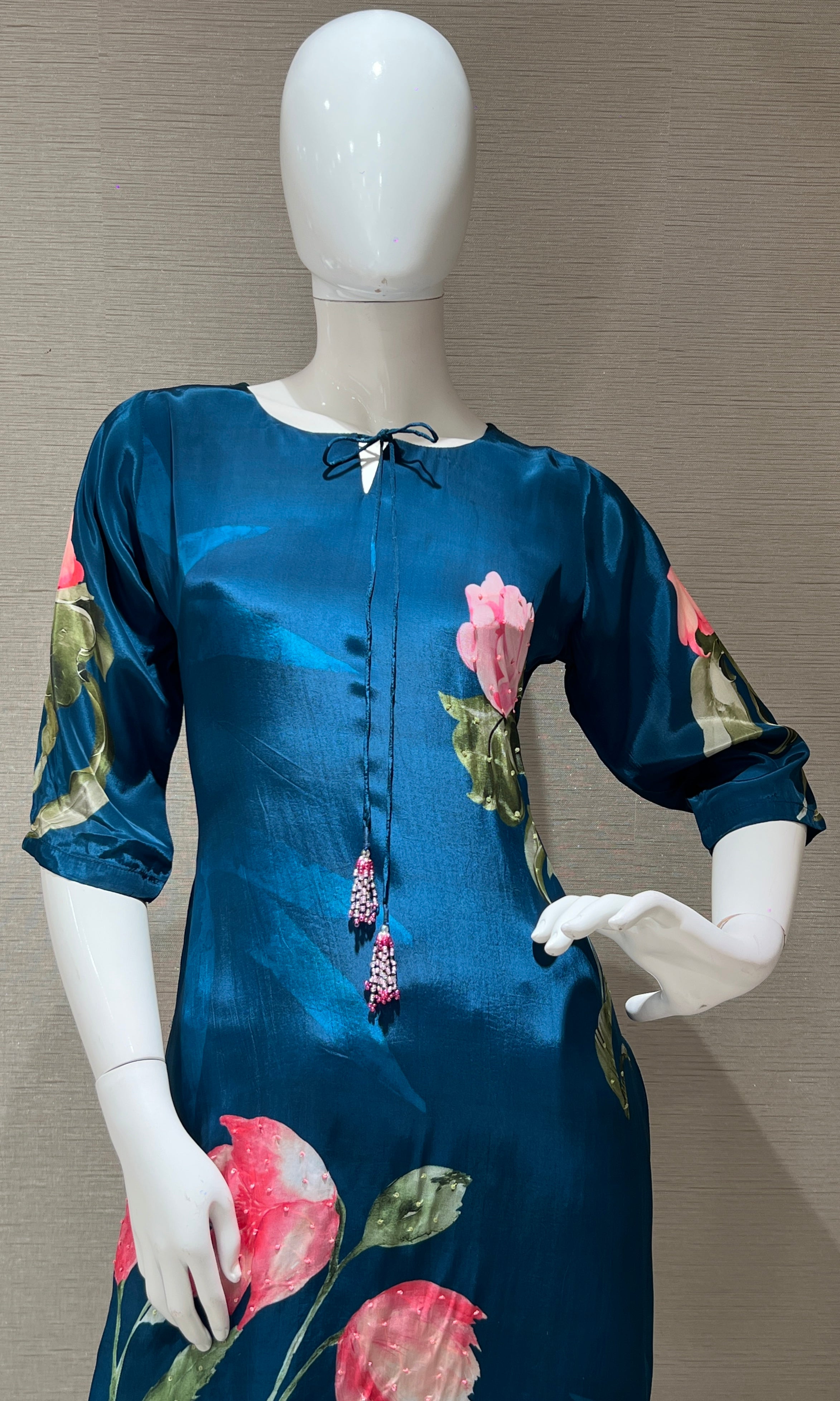 Navy blue floral print Kurti top