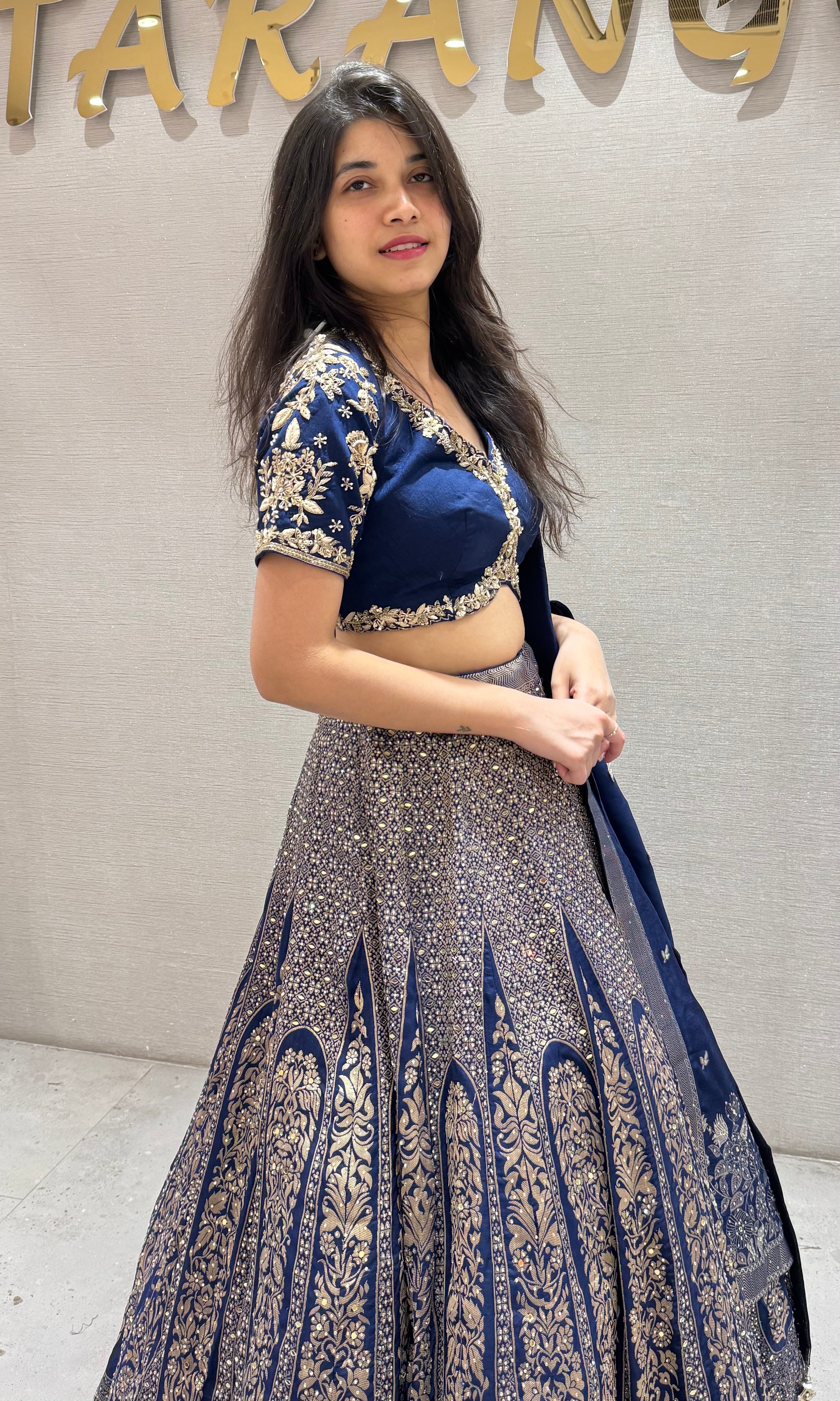 Navy blue GOLDEN ETHNIC LEHENGA