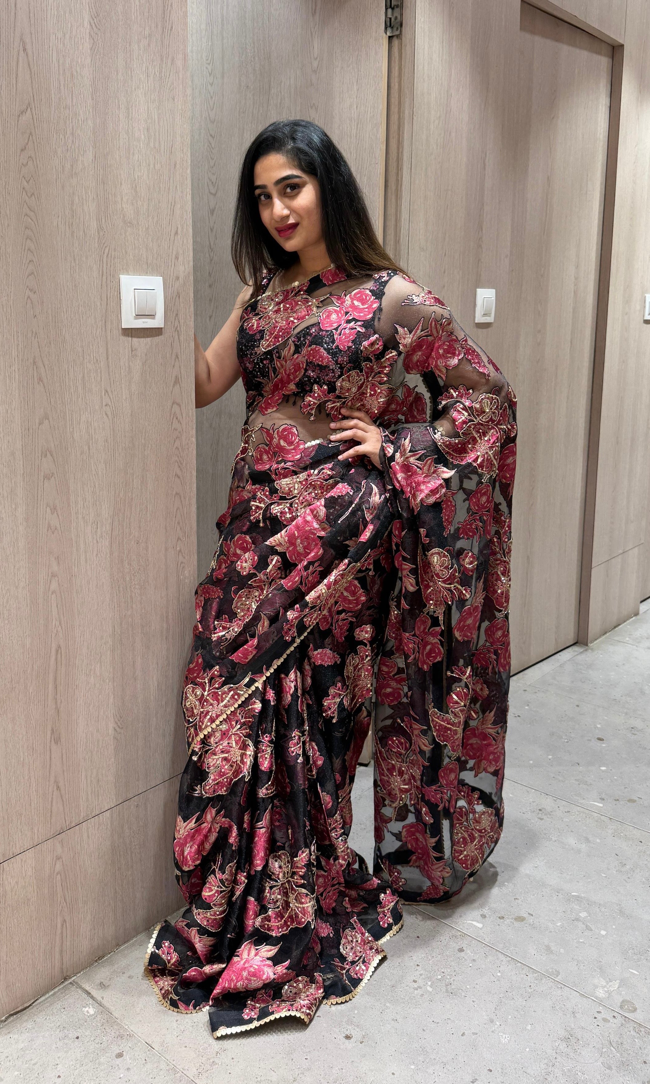 Black Rose SAREE WITH READY BLOUSE