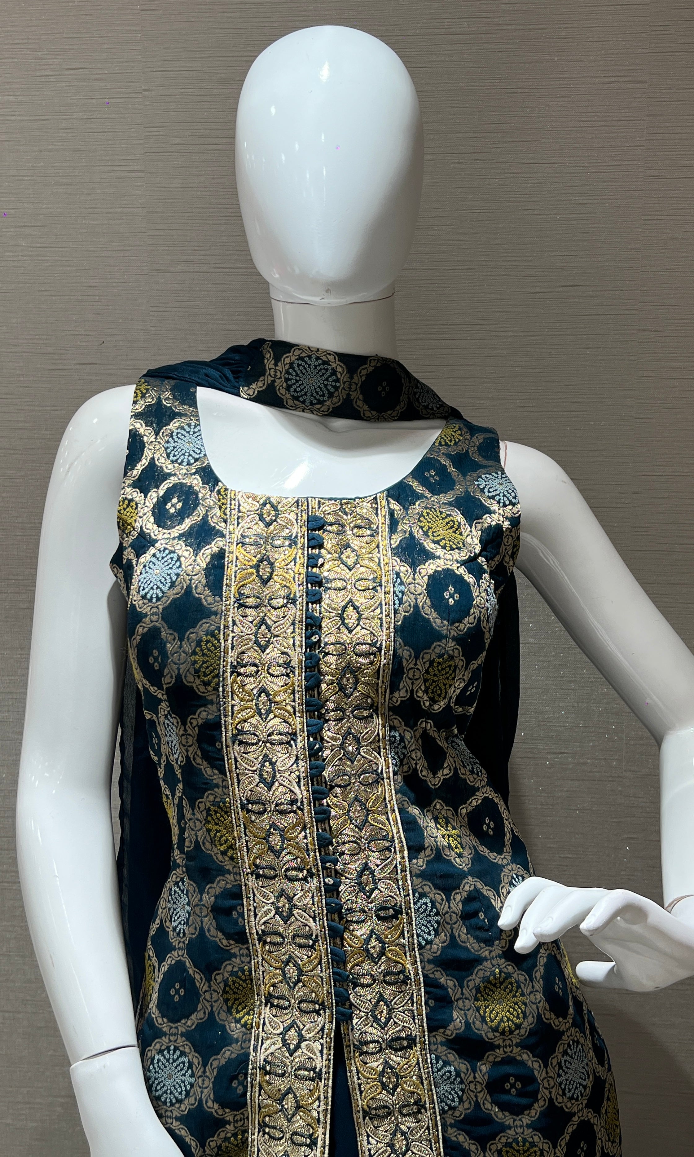 Elegant Blue Palazzo with chocker dupatta