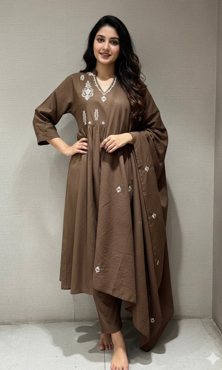 Light brown CHANDERI kurta set