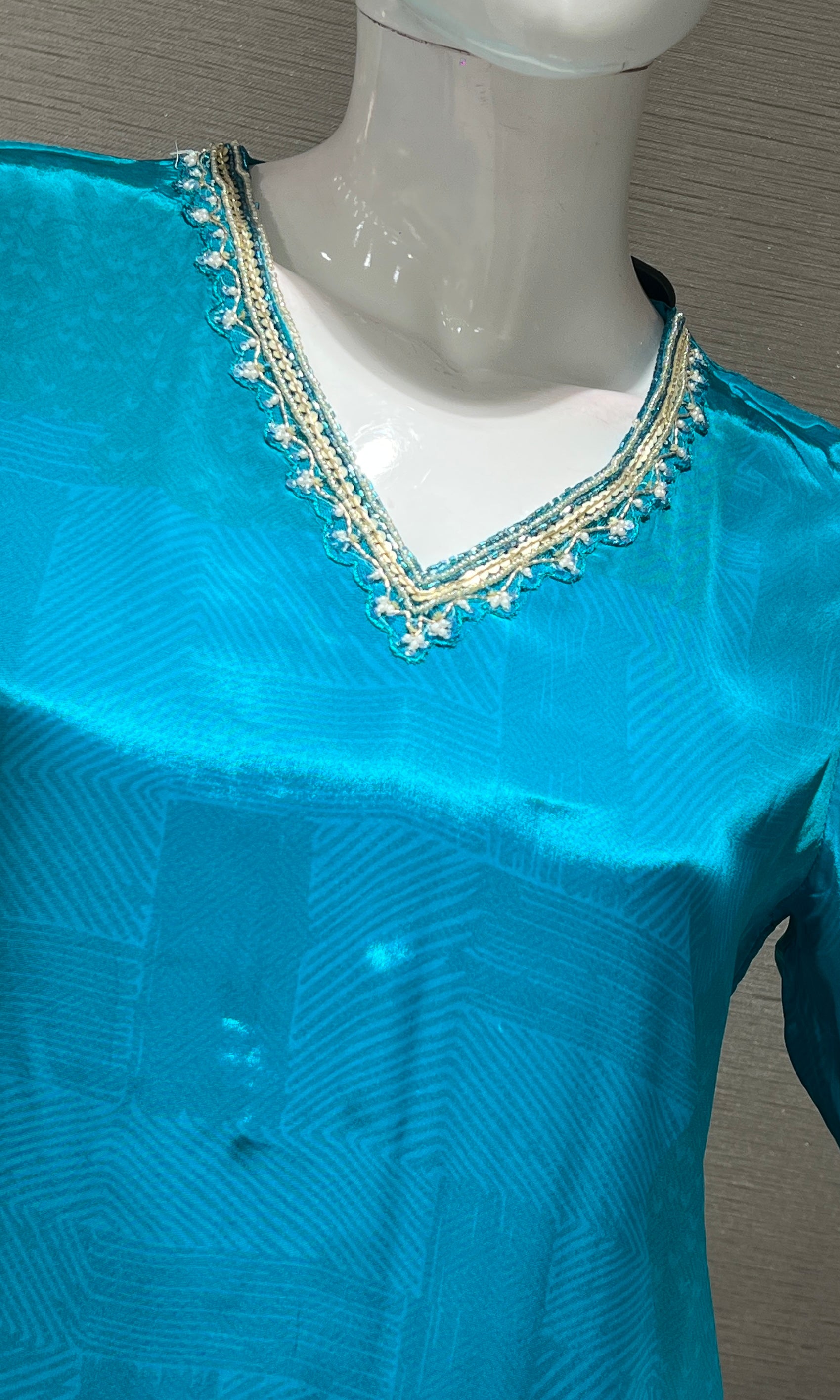 light blue floral print kurta set