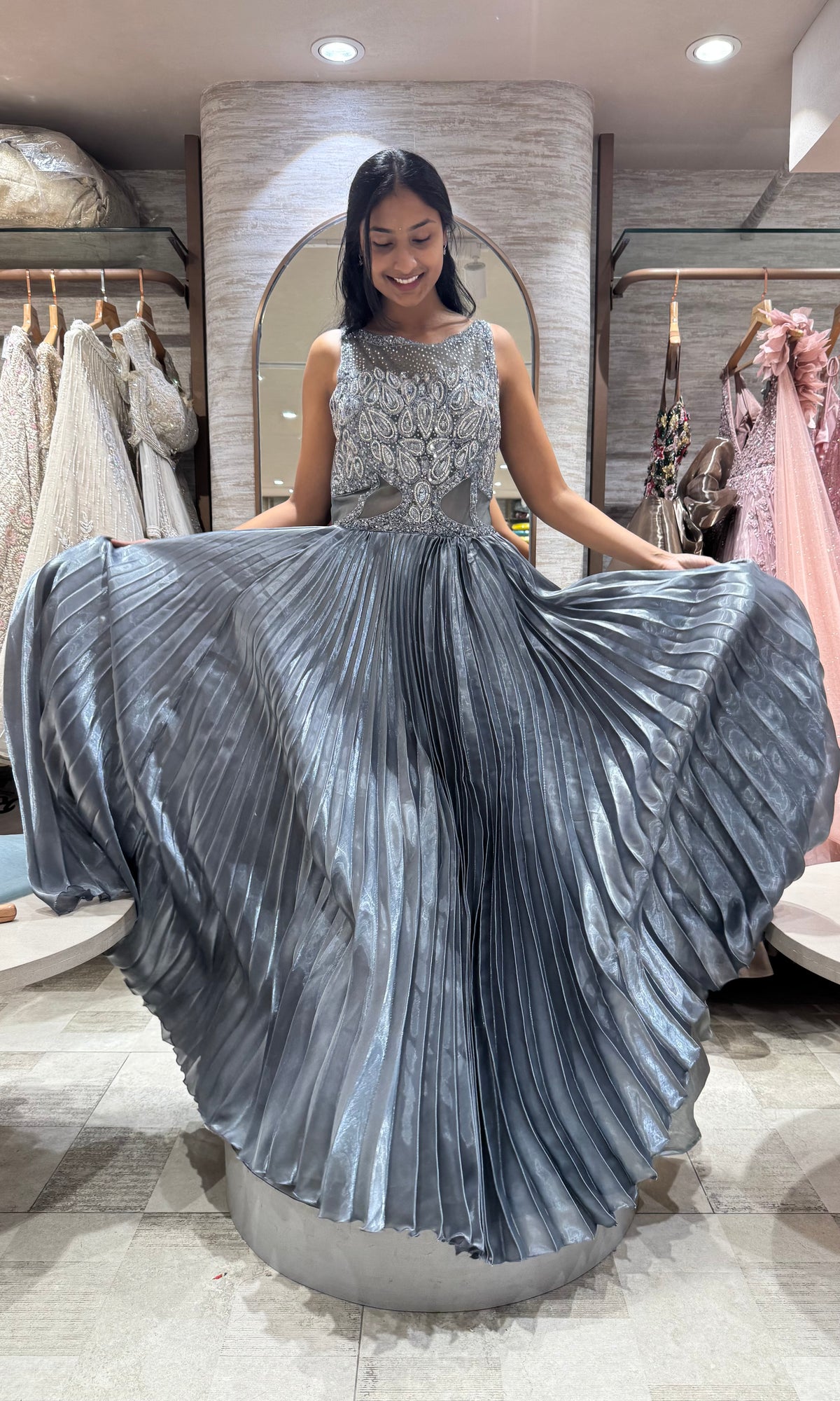 grey Crystal Princess Gown