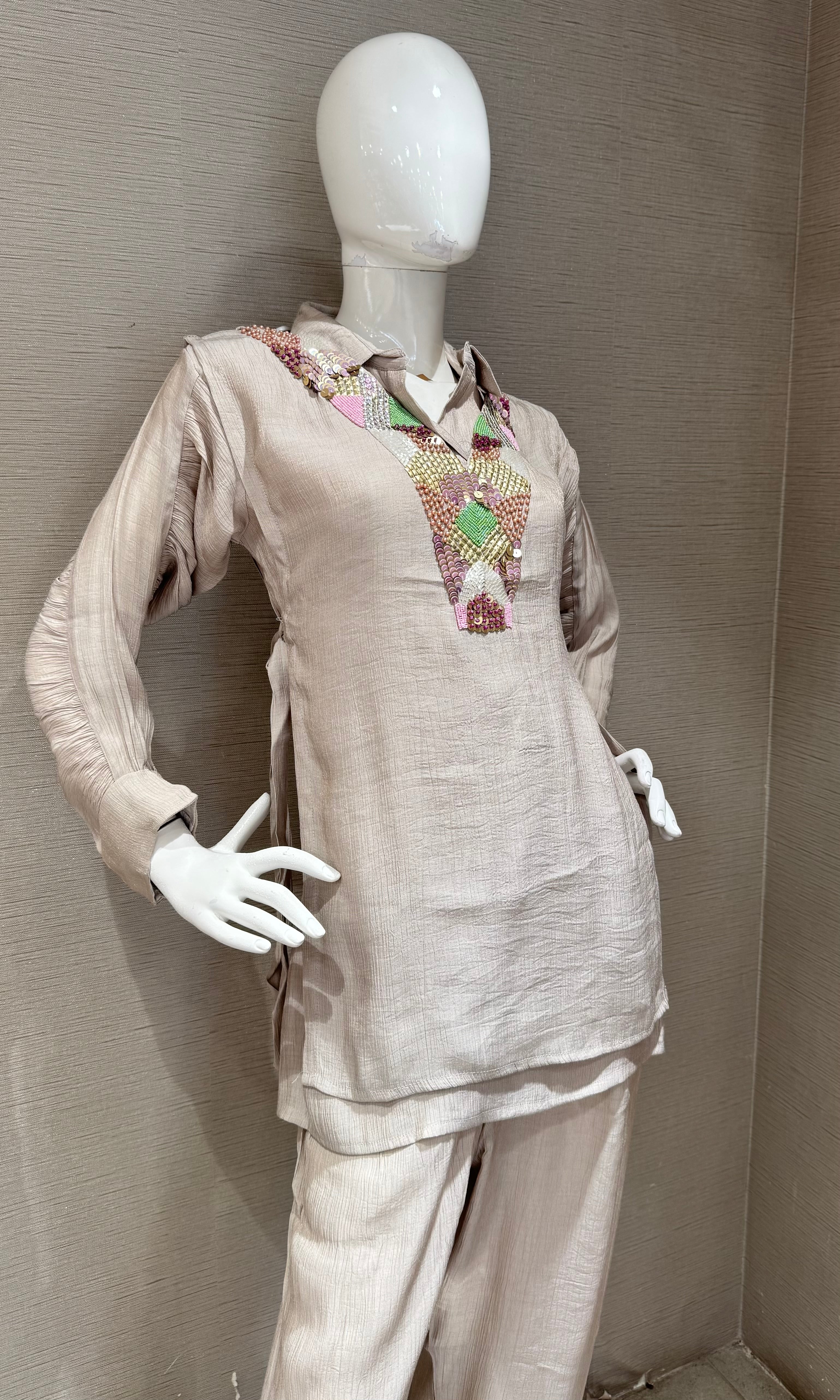 Fawn Embroidered Tunic Linen Co-Ord Set