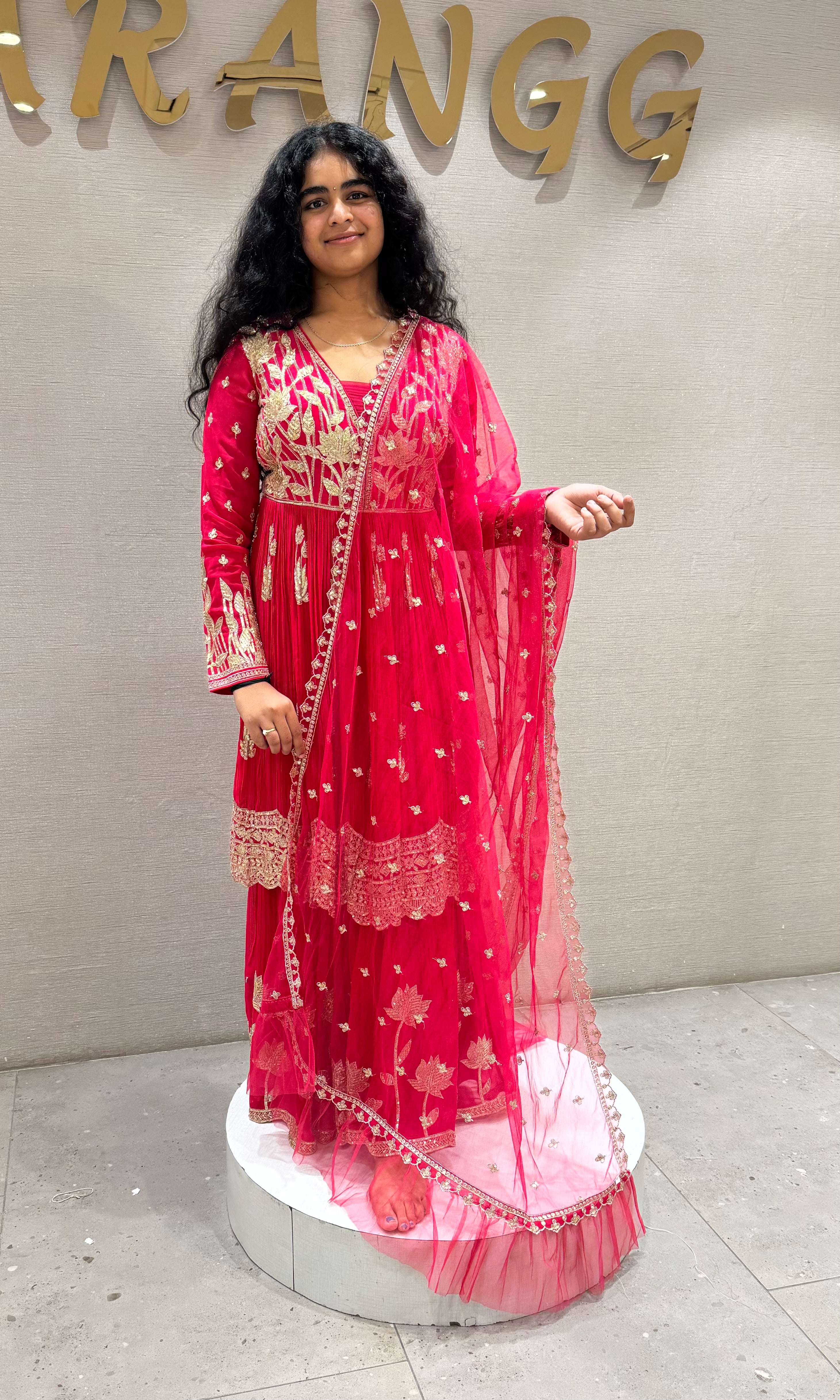 Pink GOLDEN EMBROIDERED SHARARA SET