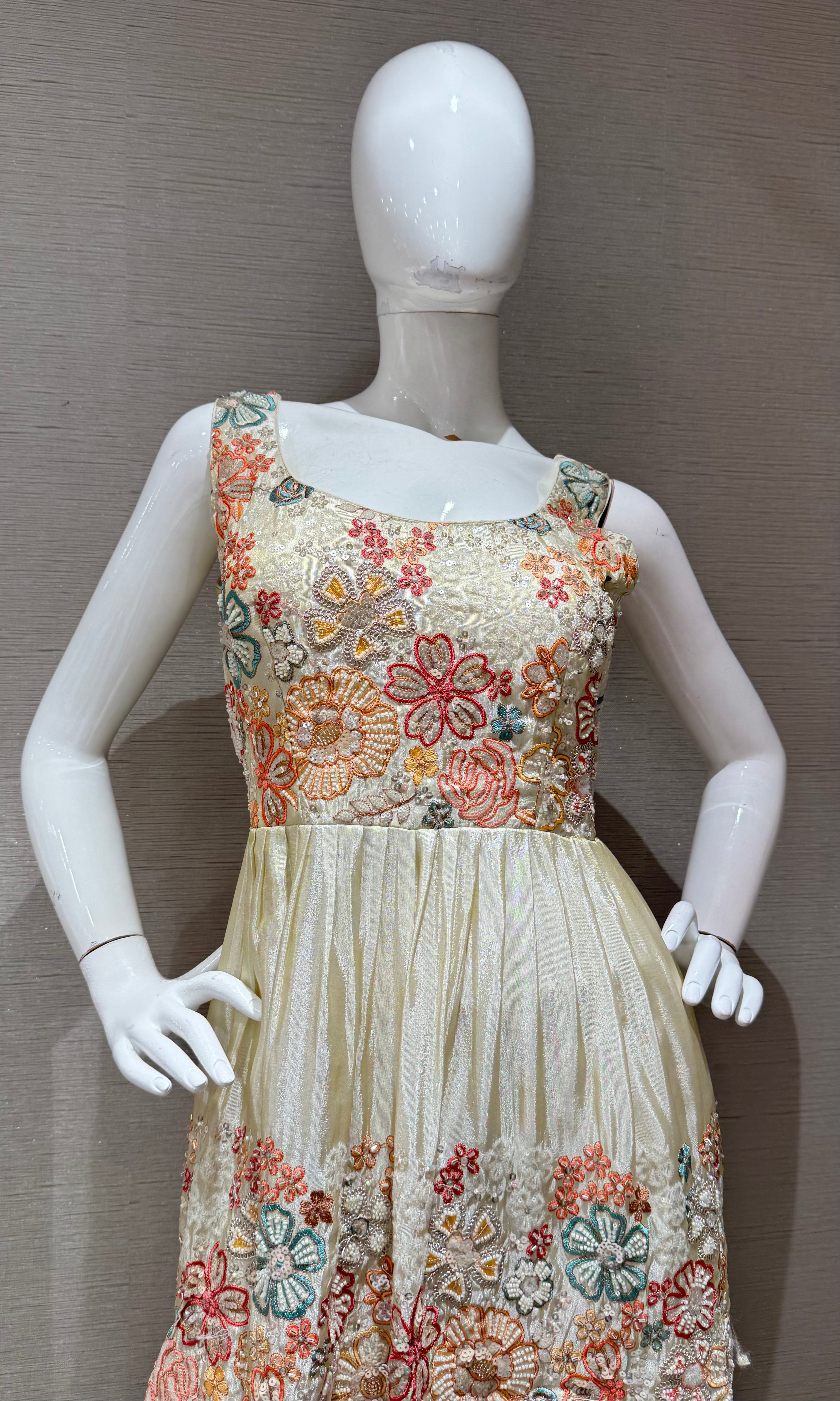 Cream floral peplum palazzo set
