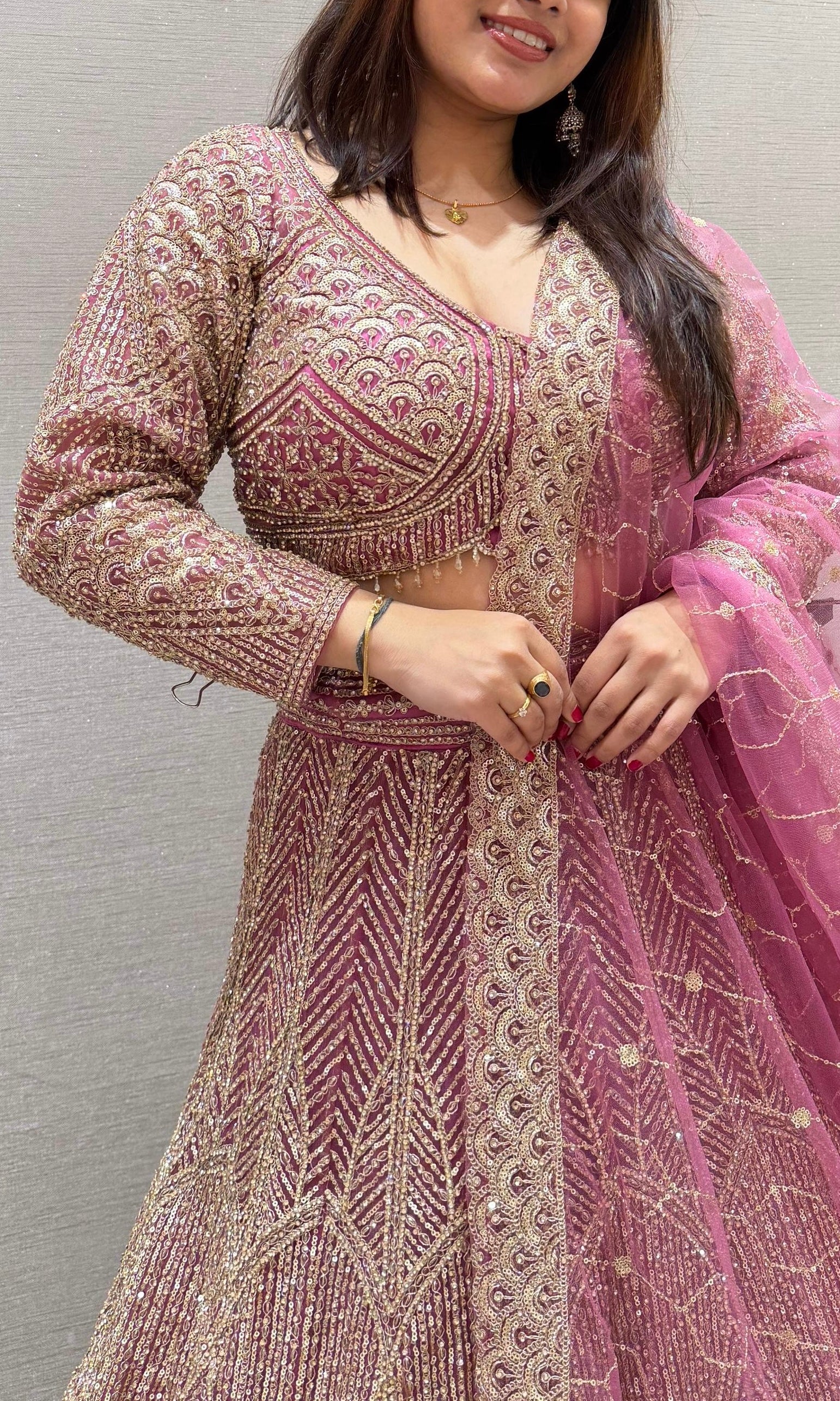 GAJARI HEAVY GOLDEN EMBROIDERED Lehenga