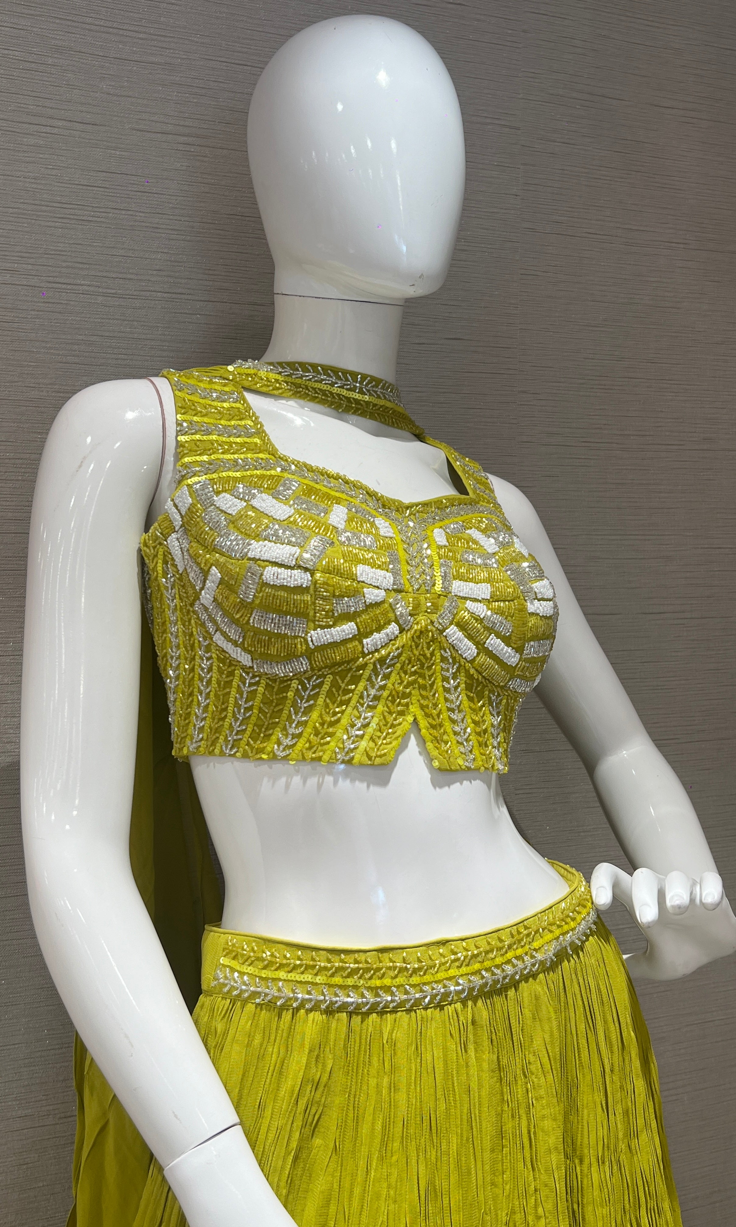 Mehendi green croptop Lehenga