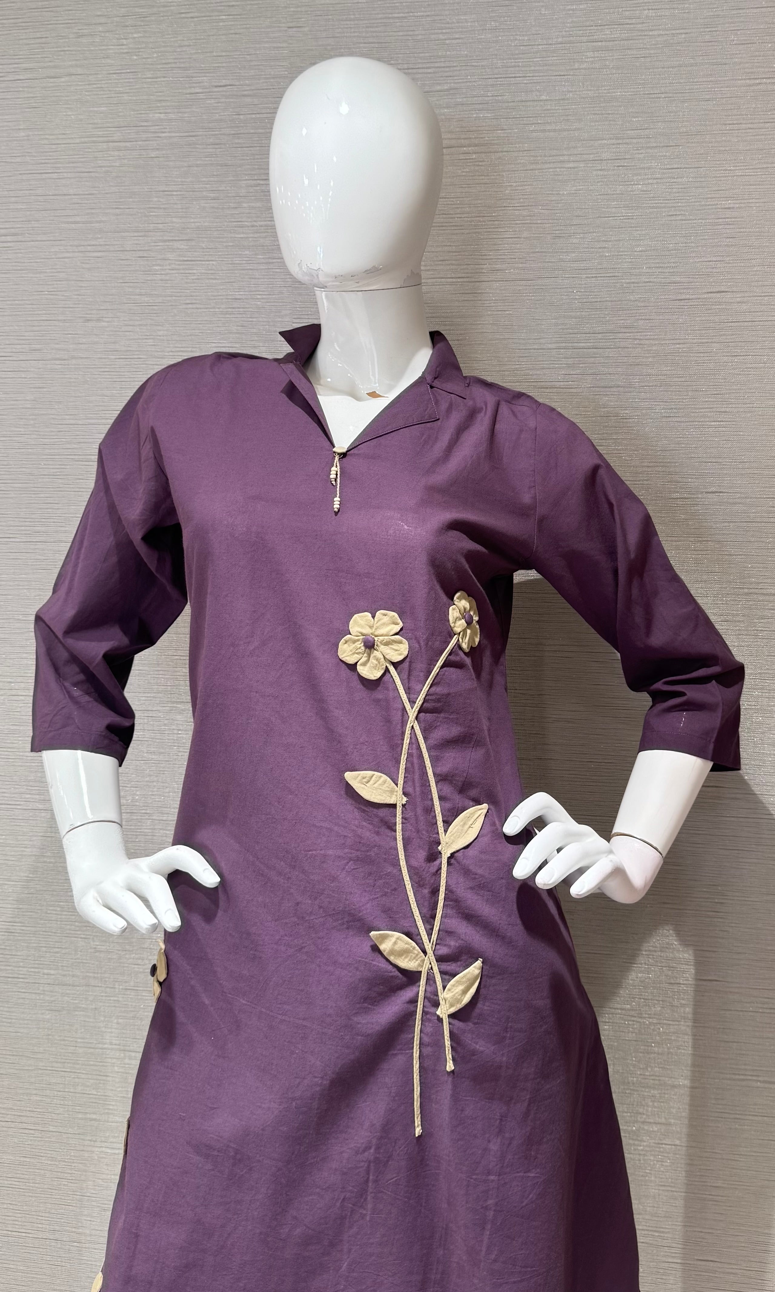 Purple Floral motif Cord set