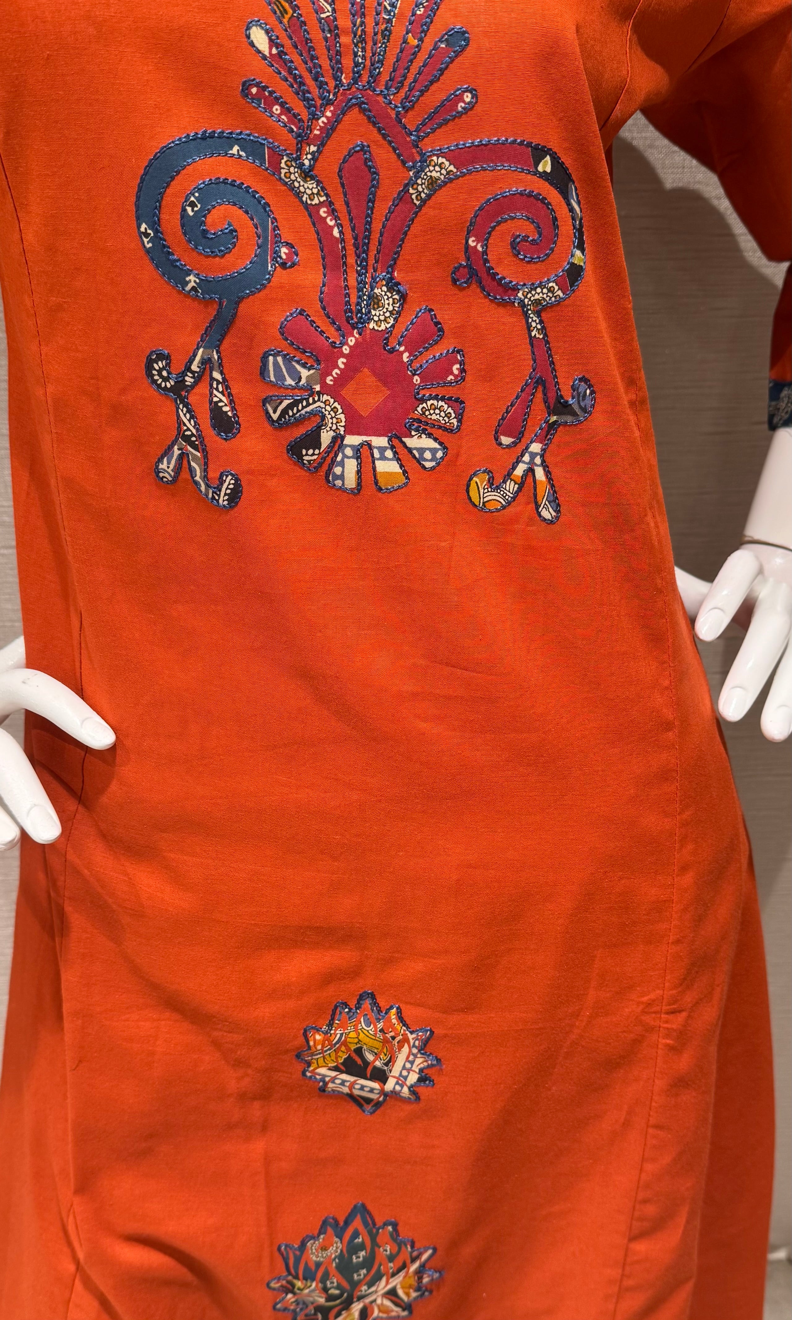 Rust Orange Floral Salwar Kameez Set