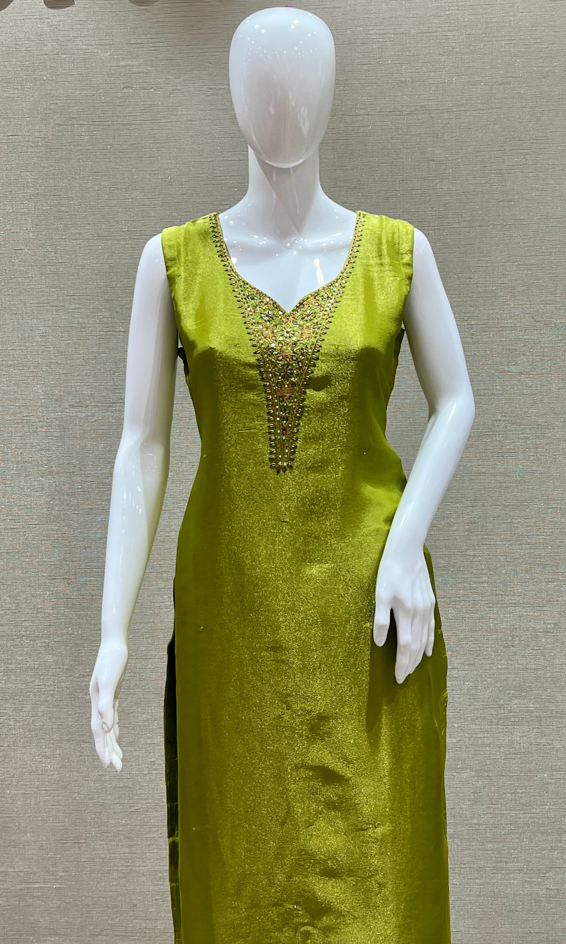 Elegant Green Embellished Kurta Set with Printed Dupatta