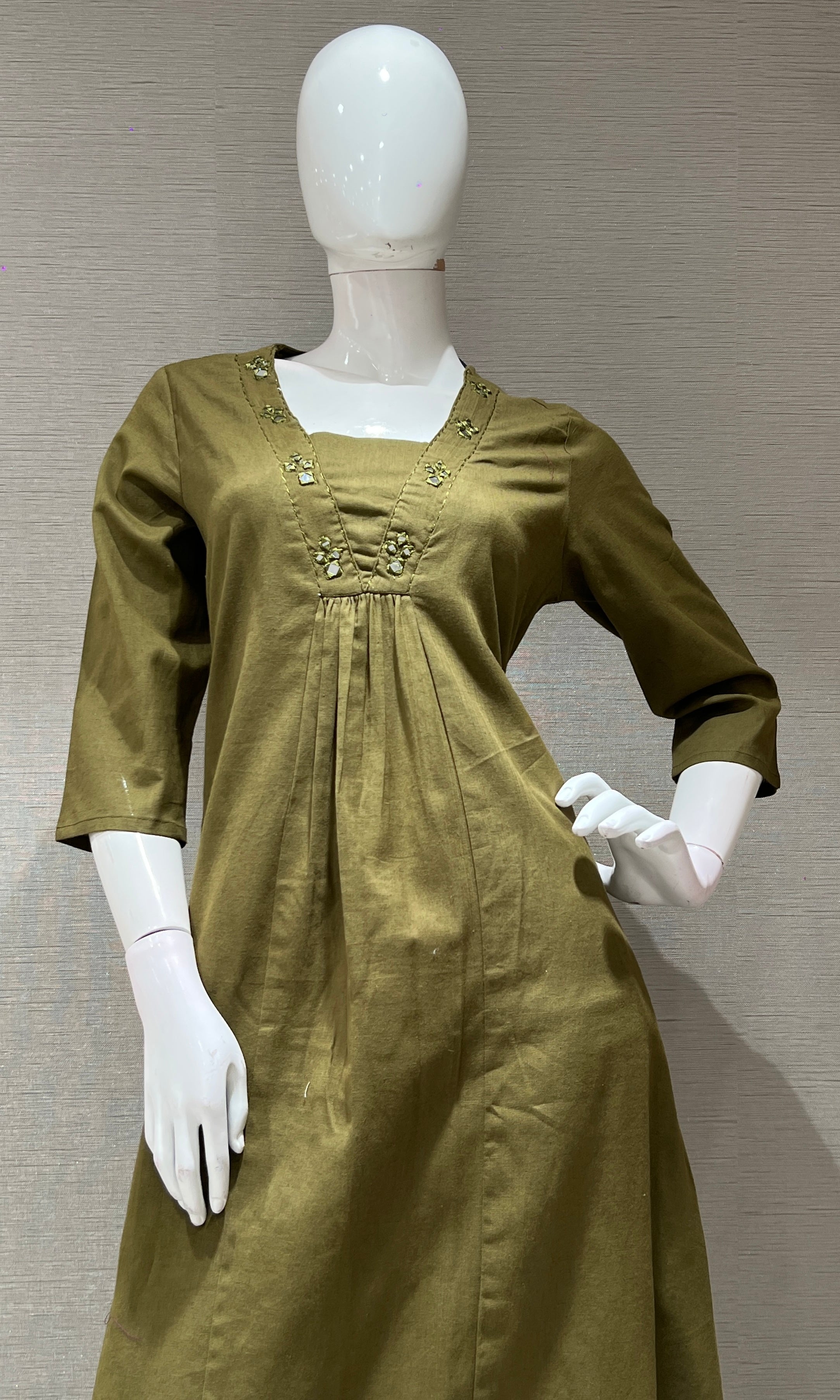 Mehandi green A LINE KURTI WITH BOTTOM