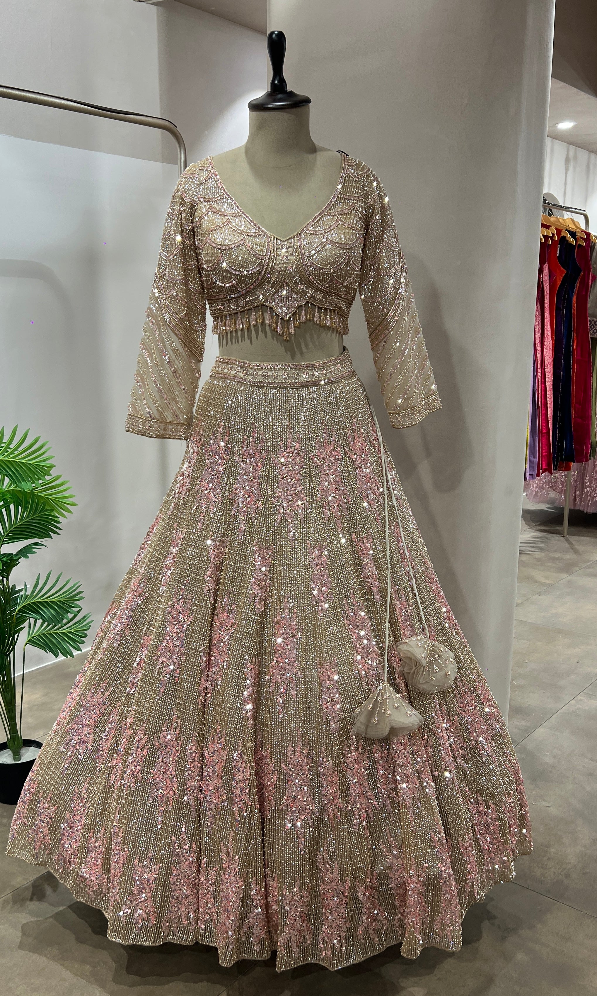 PINK INTRICATE EMBROIDERY LEHENGA