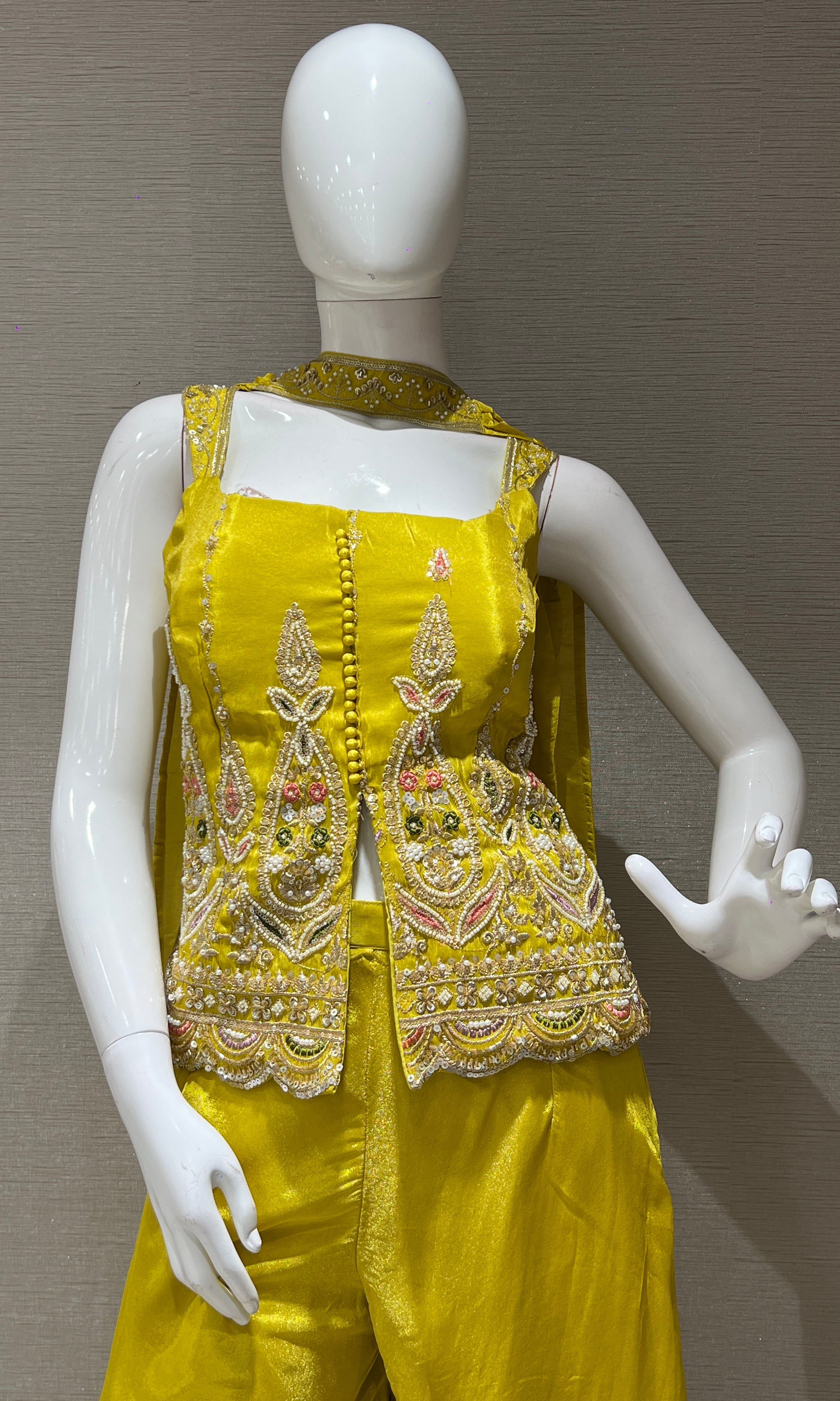 Mehandi green palazoo with embellished corset top