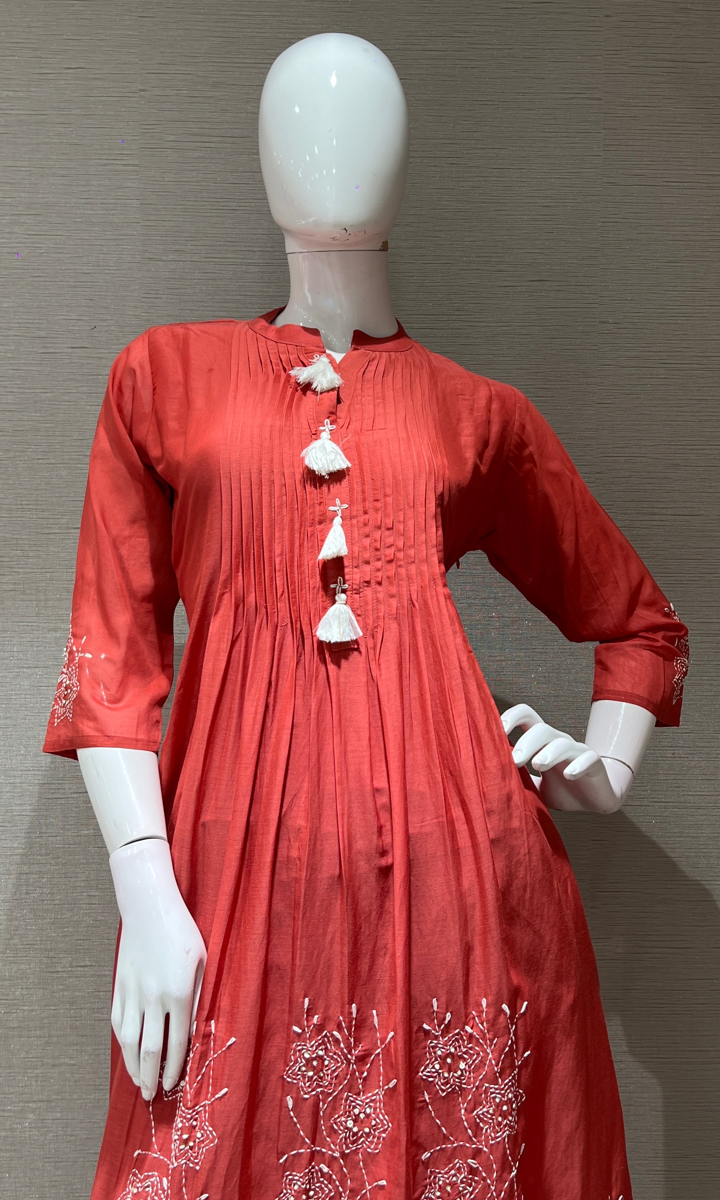 Rust FLORAL MUL CHANDERI kurta set