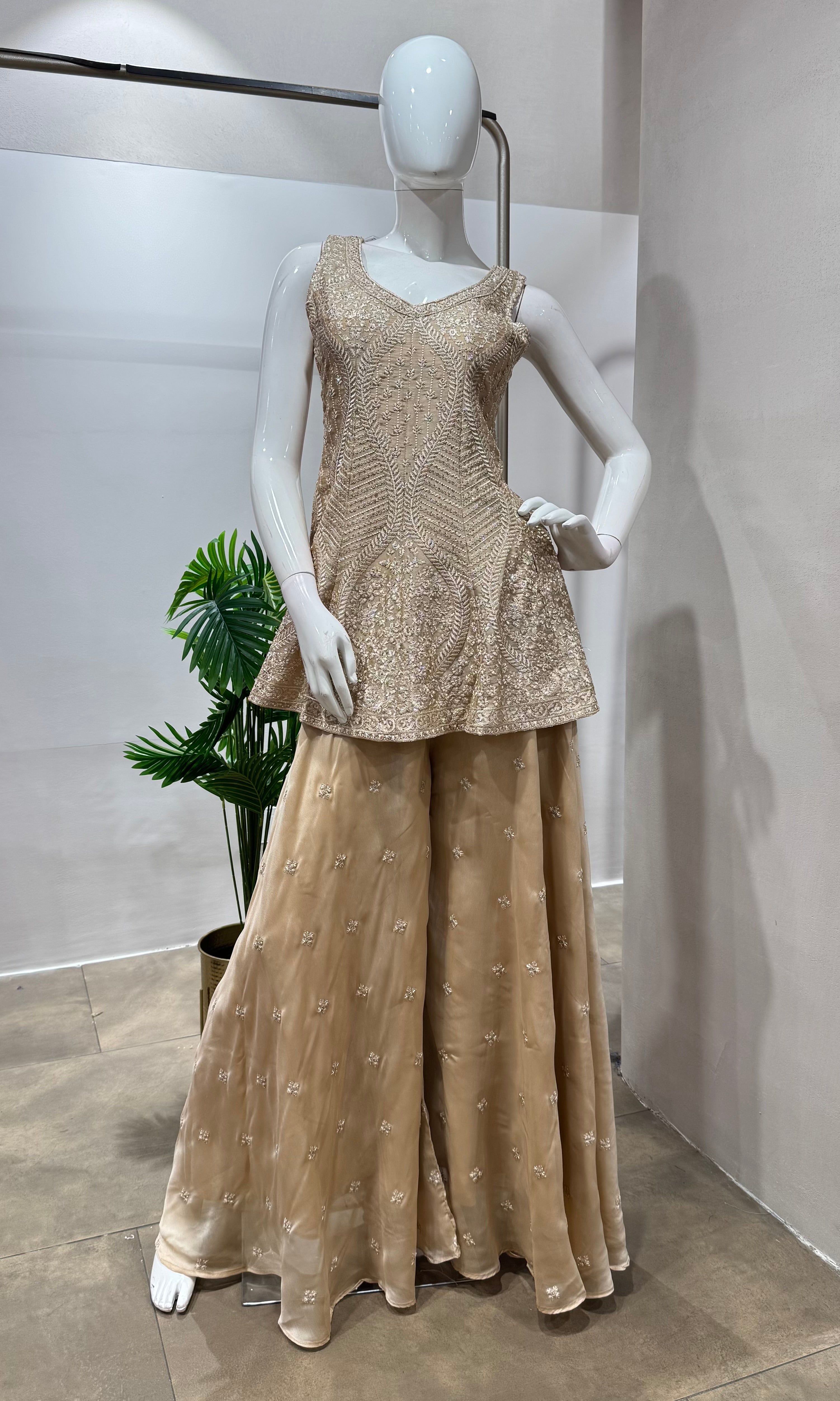 MAUVE gold embroidered palazzo set