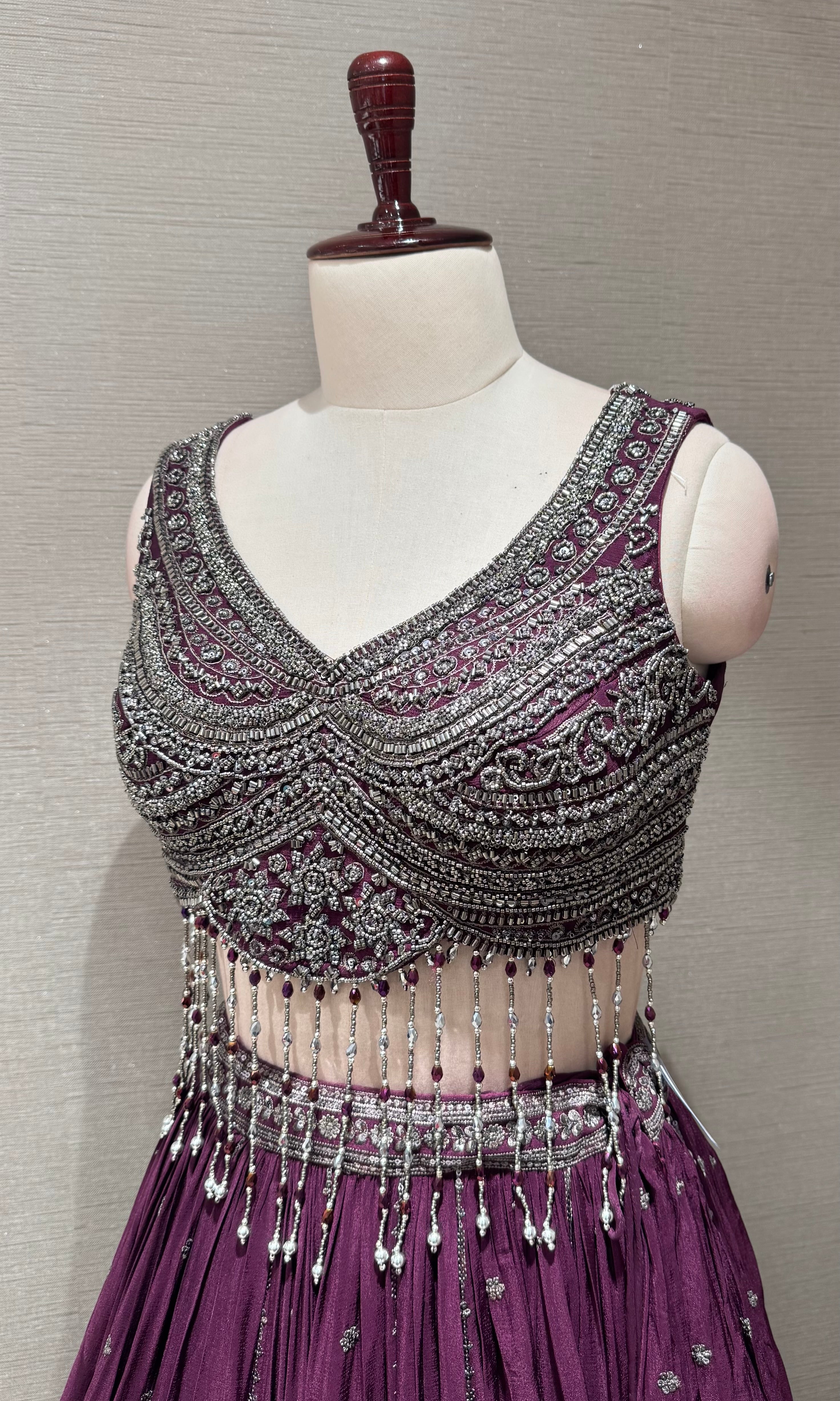 Wine imperial intricate lehenga