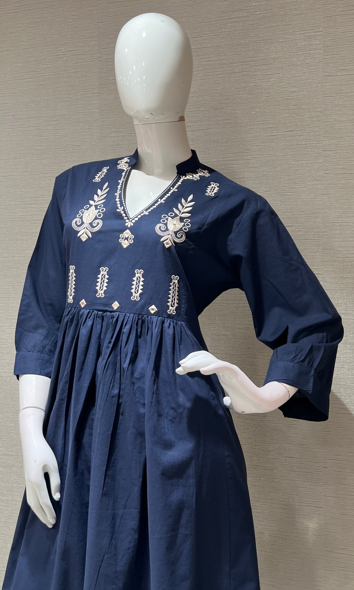 blue Chanderi kurta set