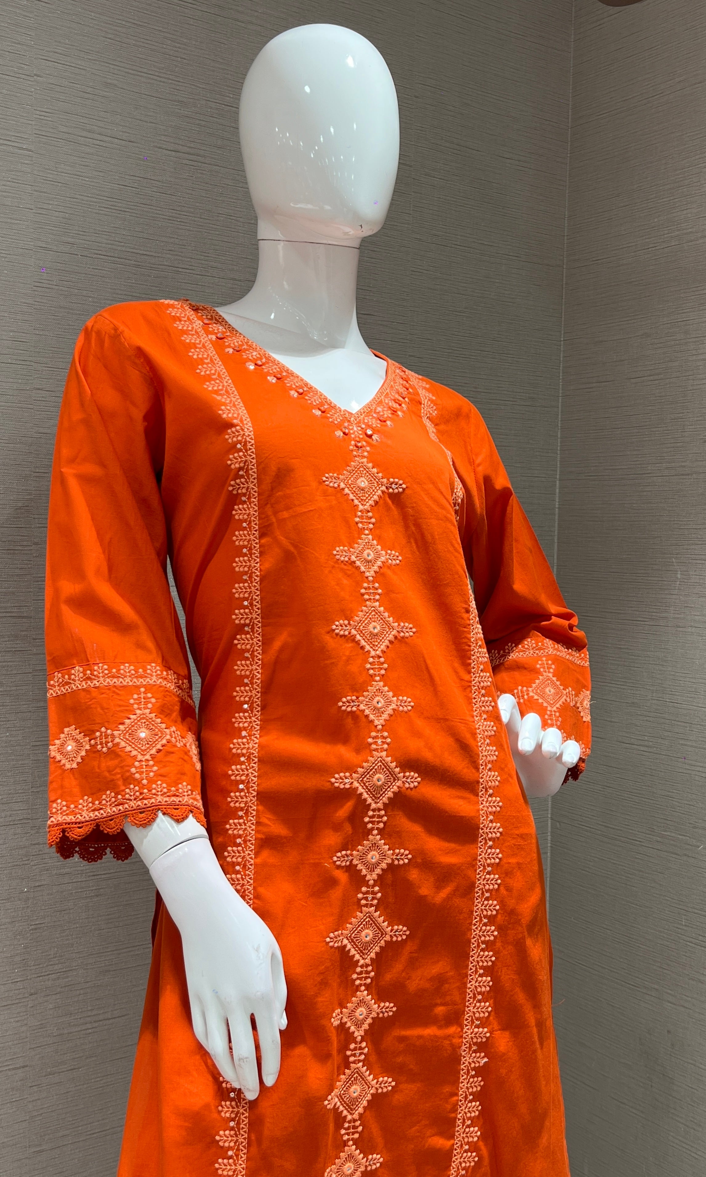 Orange kurta set with palazzo pants