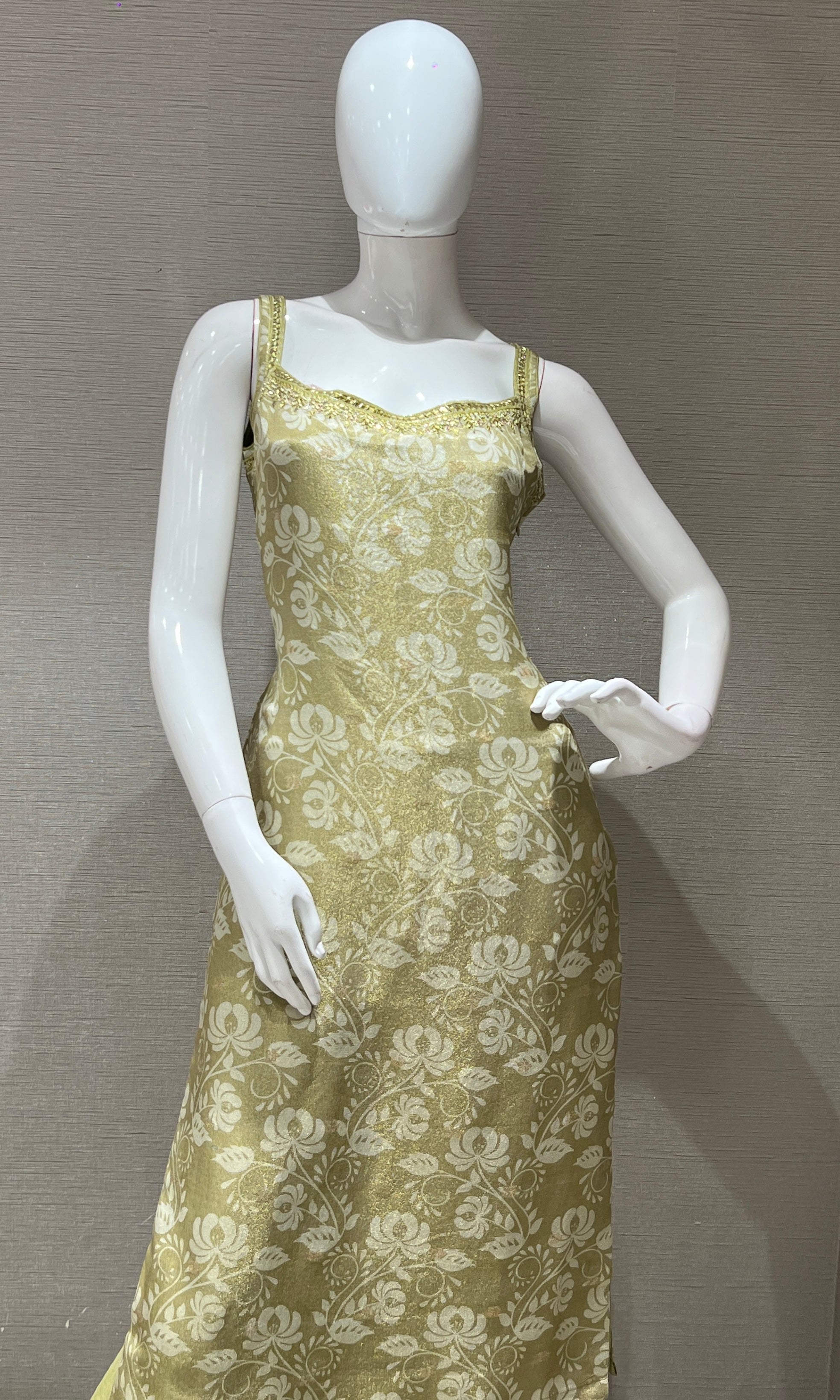 Light Golden Green Brocade Kurta Set