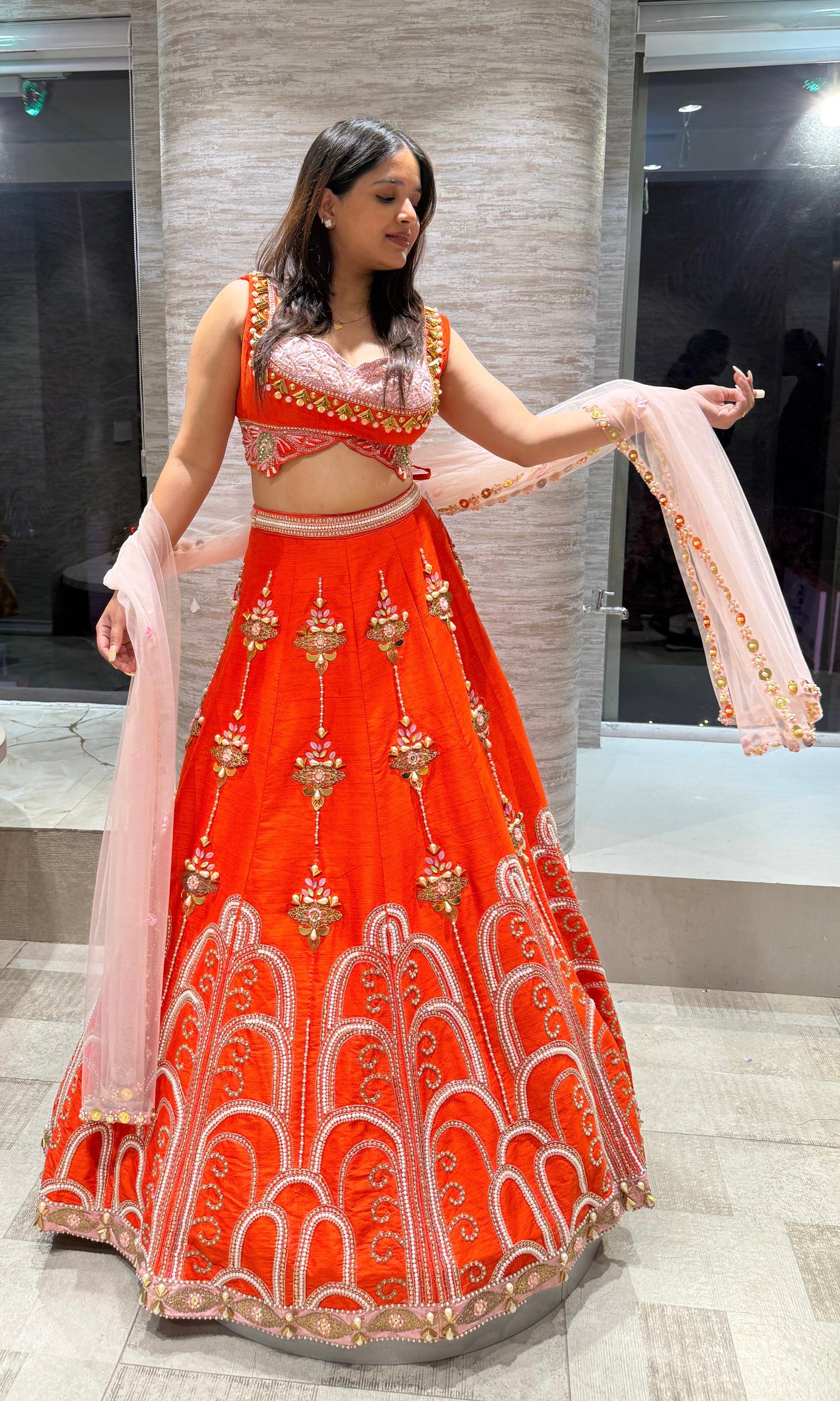 Orange Radiance embroidered lehenga
