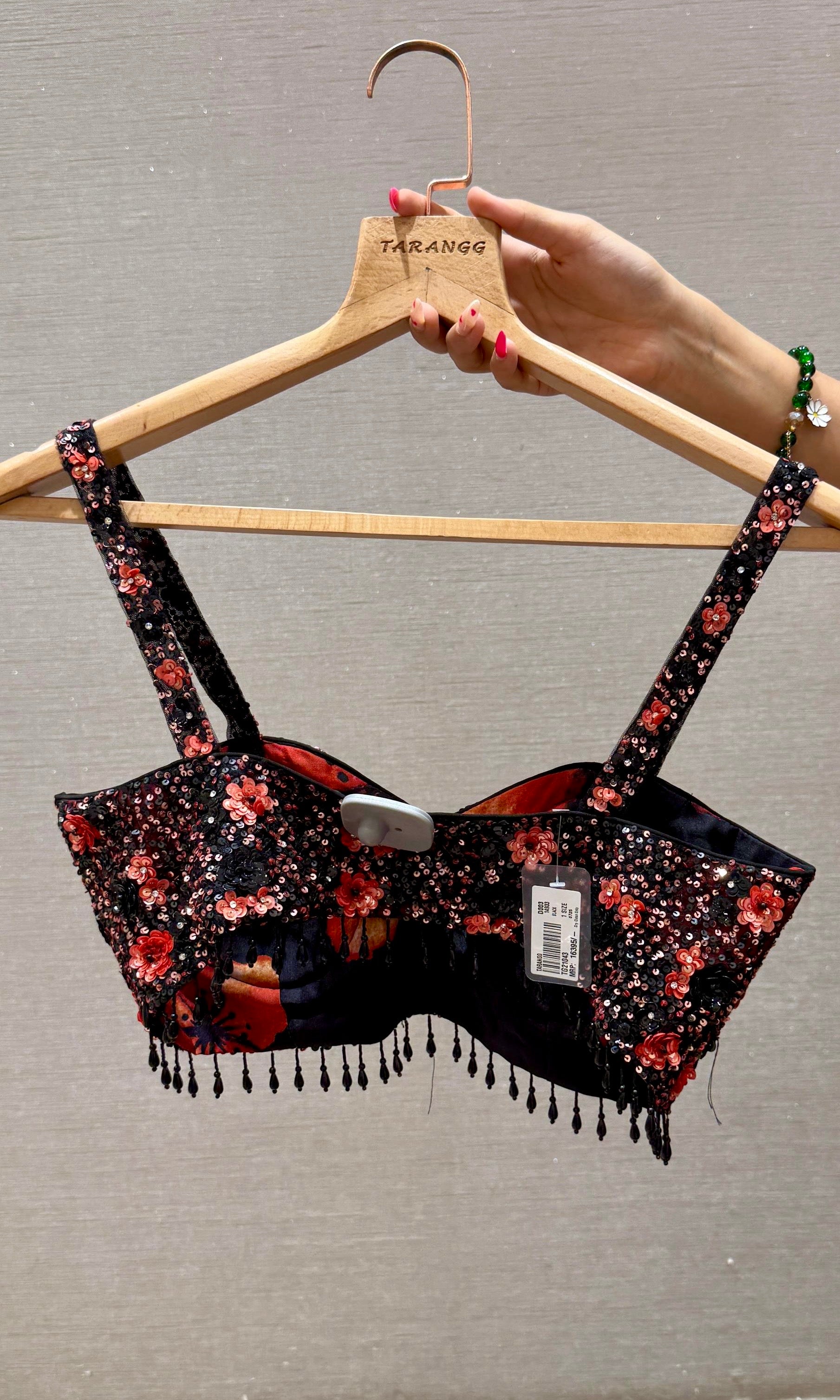 Black Floral Saree with ready blouse