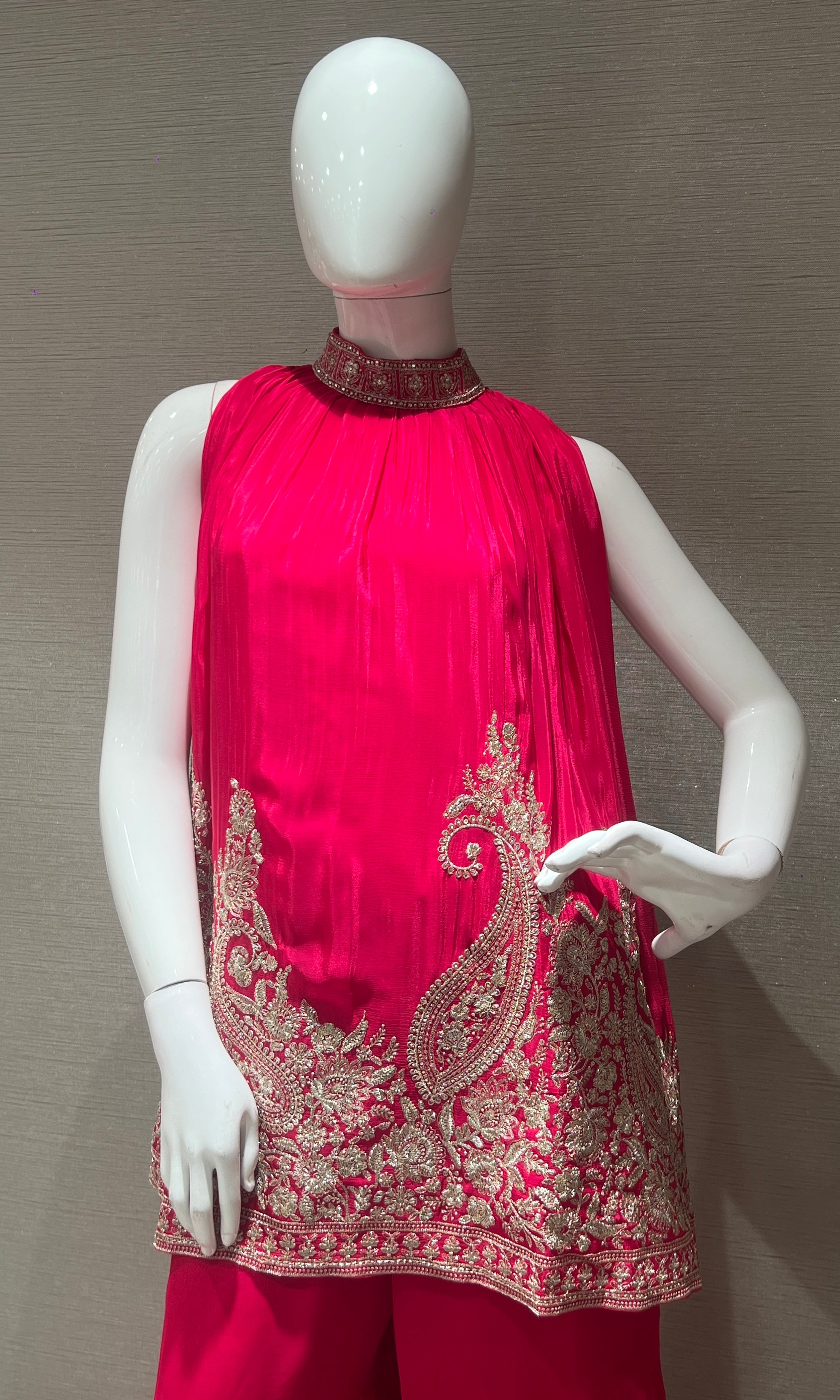 Rani pink SHARARA WITH HALTER NECK TOP
