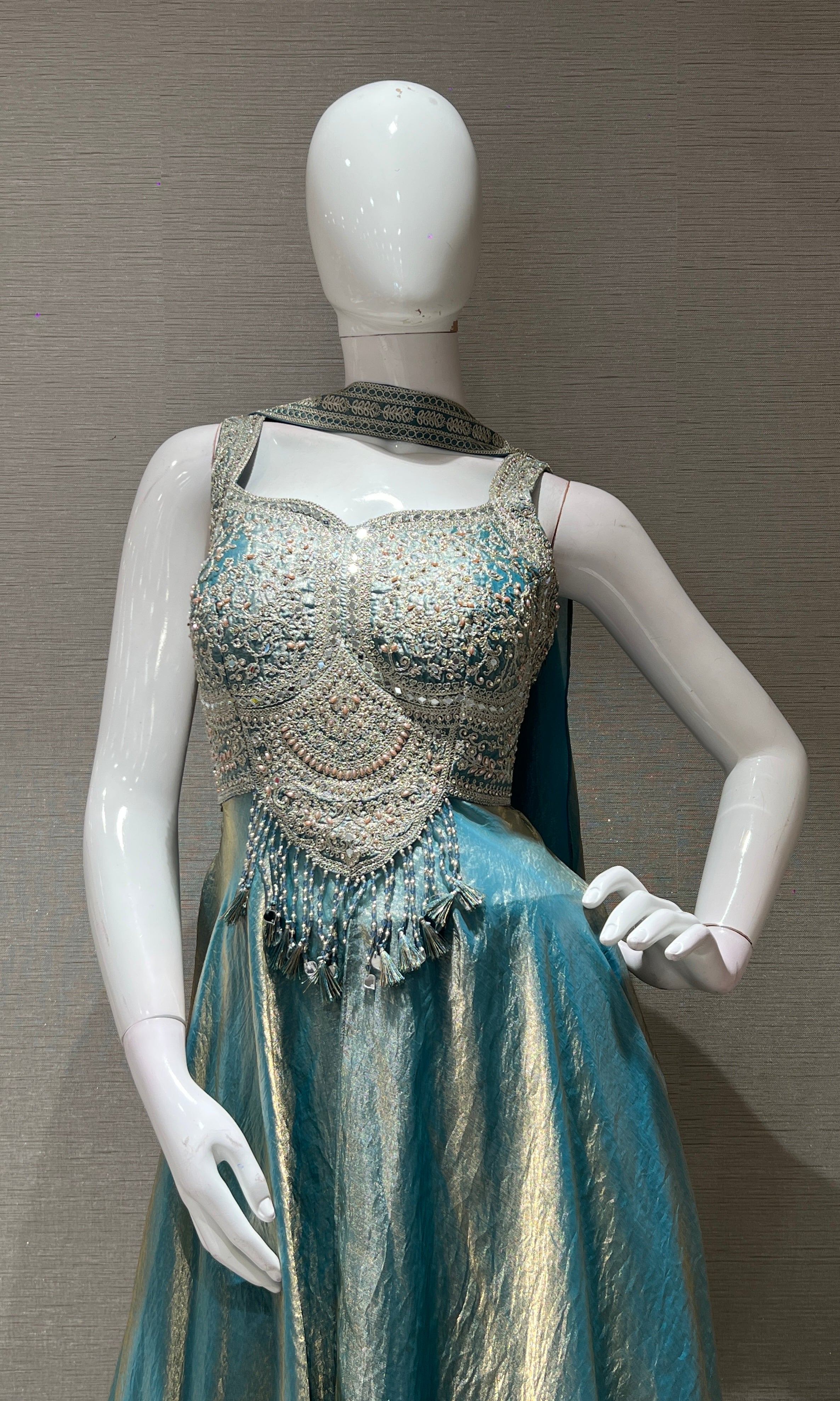 Light blue ANARKALI WITH PALAZZO PANTS