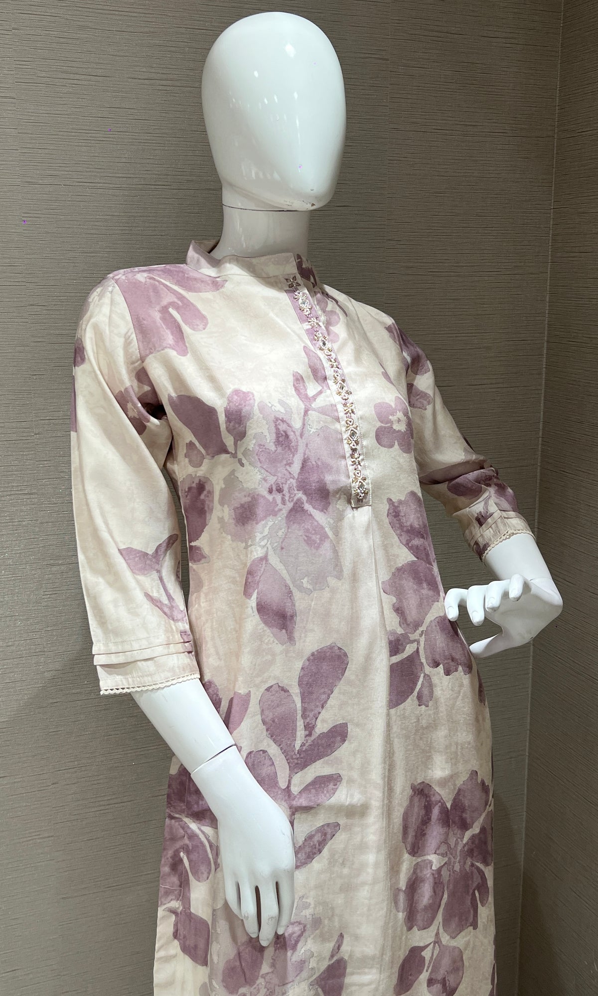 white and lavender floral Kurti top