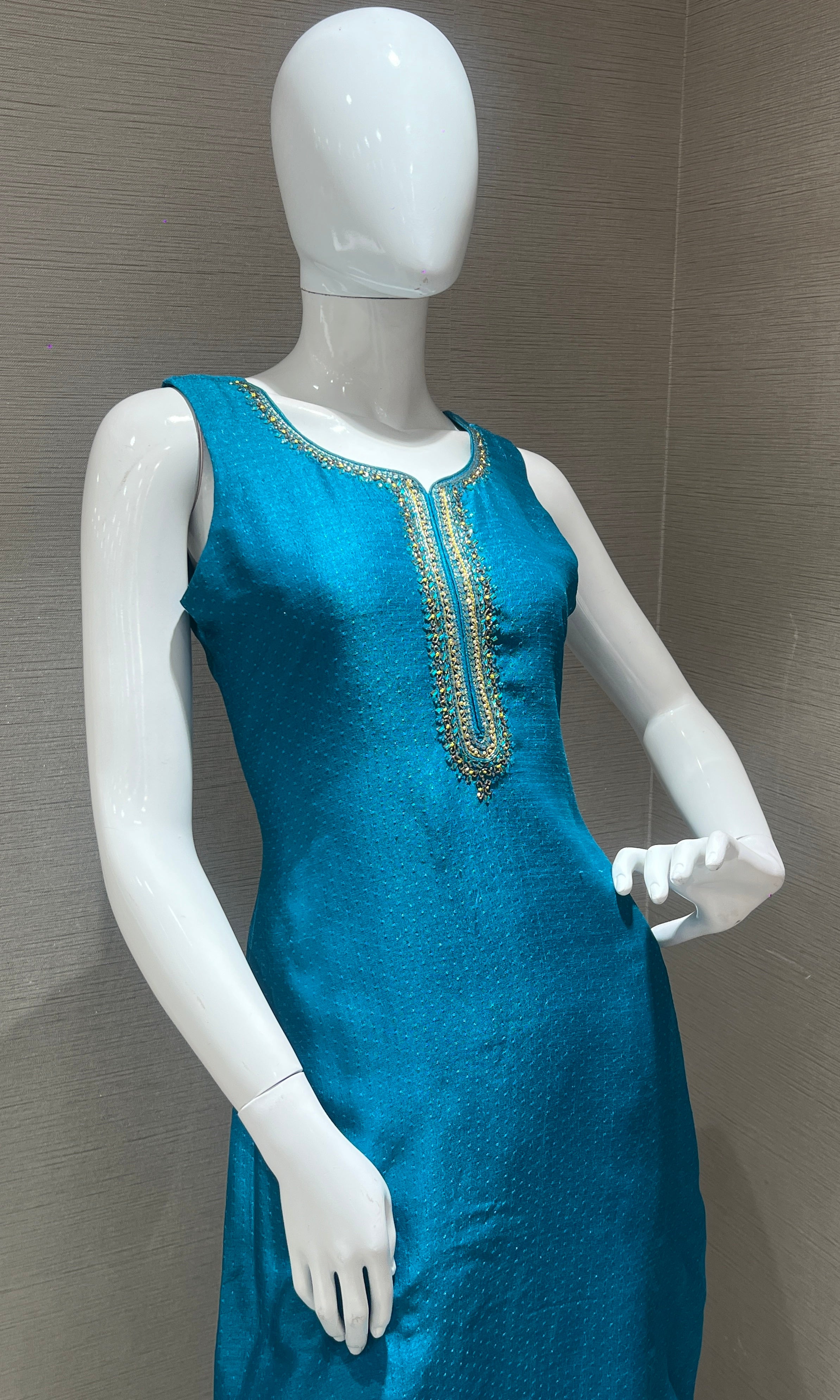 Blue Embroidered Kurta Set with Dupatta