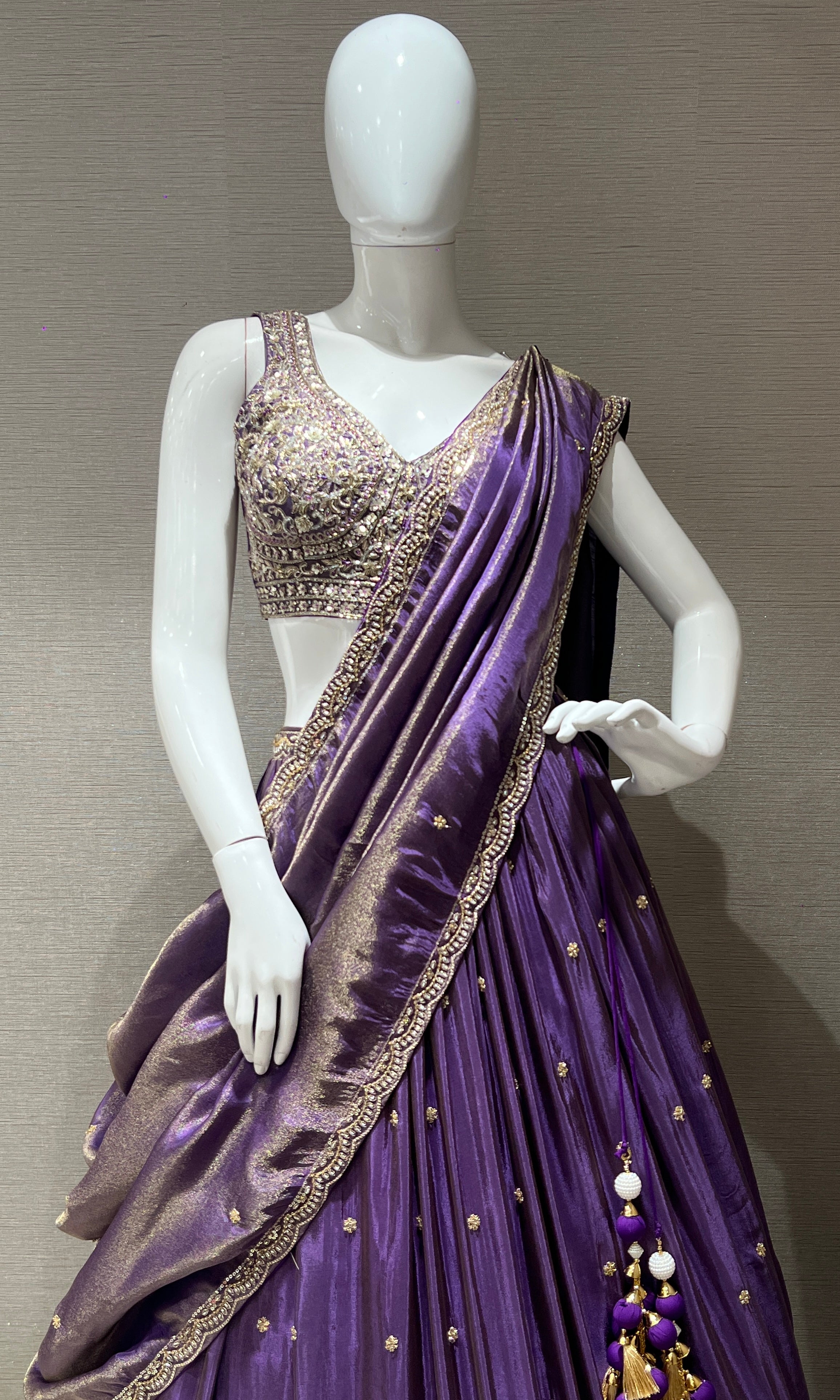 PURPLE LEHENGA WITH INTRICATE EMBROIDERY