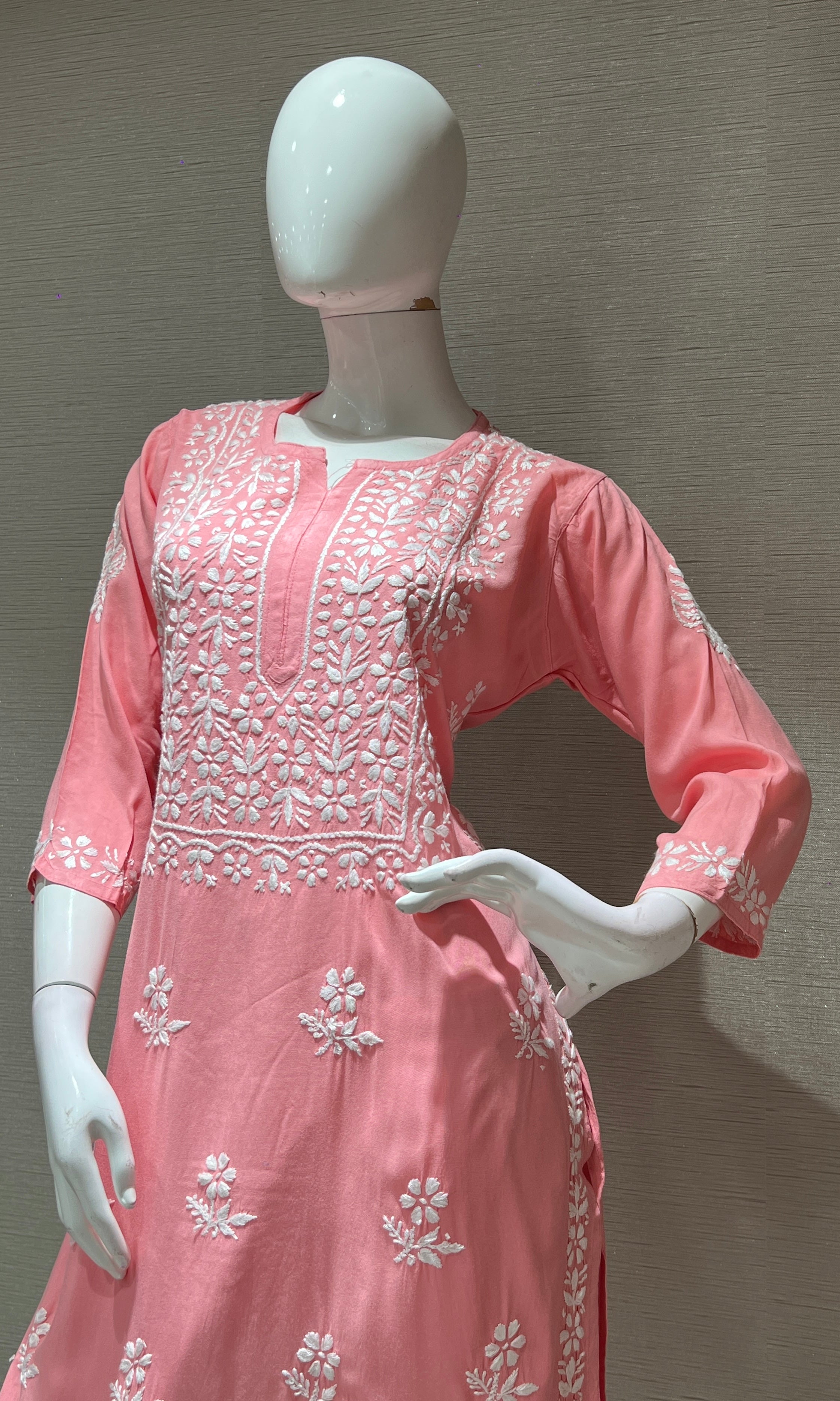 Pink CHINKANKARI KURTA SET