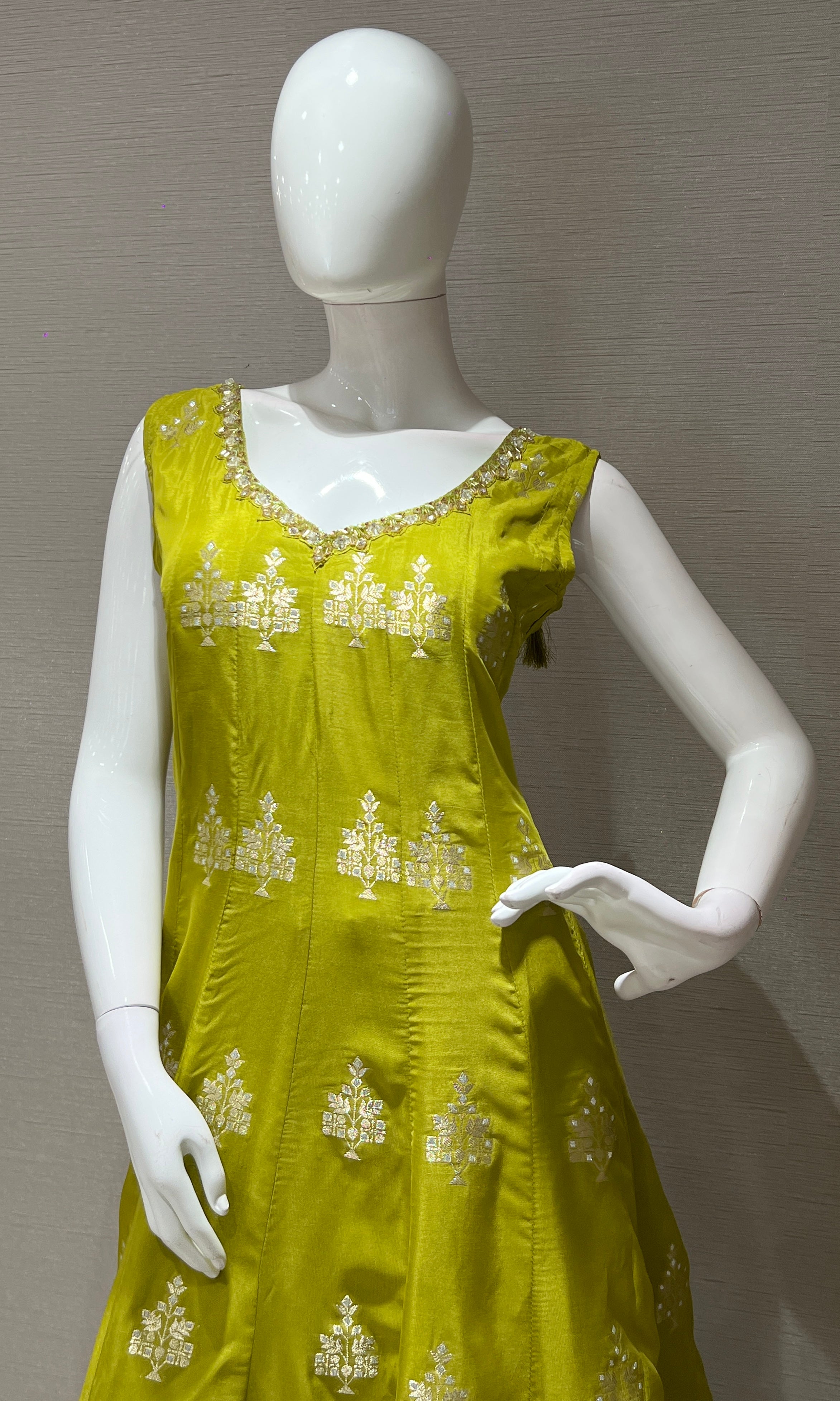 Green Anarkali with palazzo pants