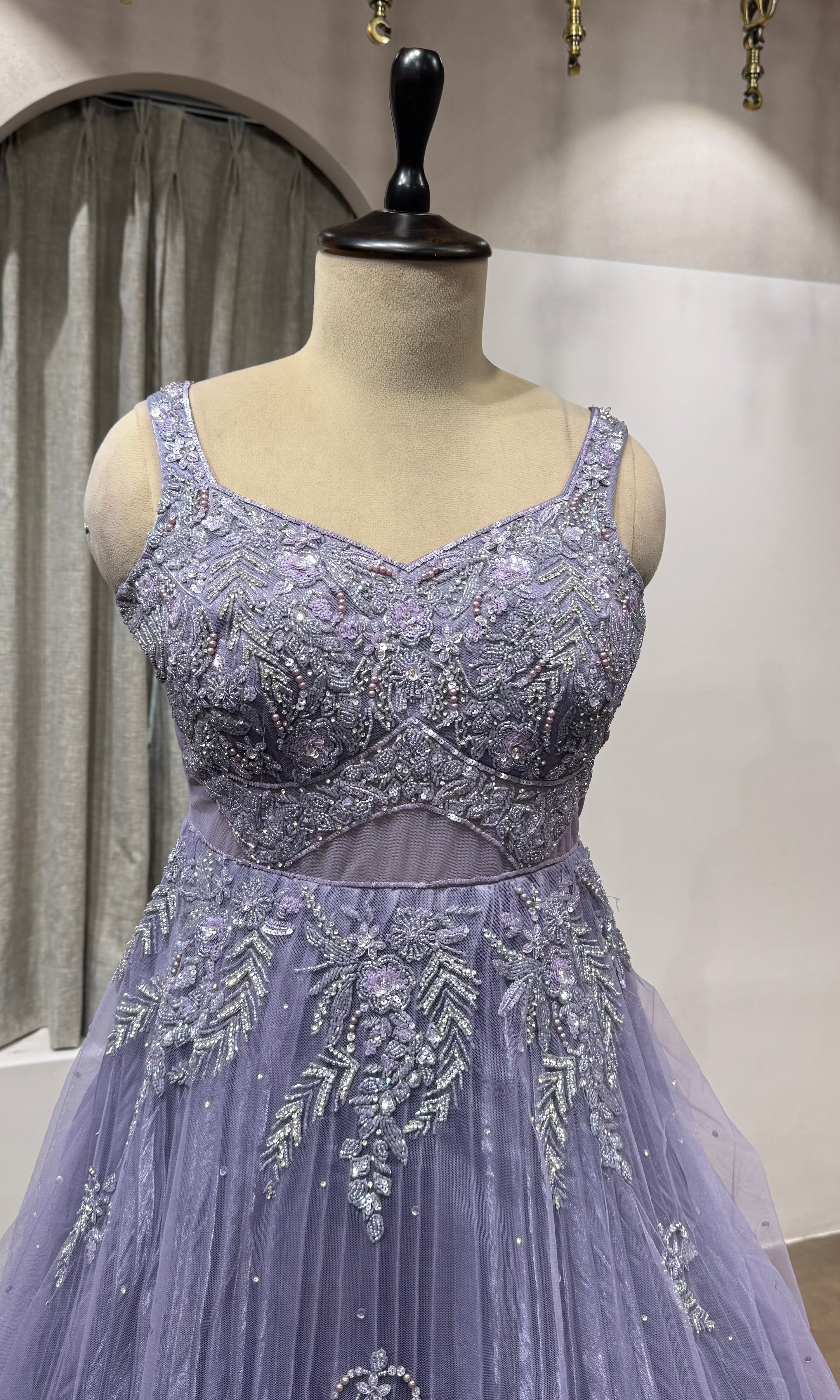 LIGHT PURPLE Floor-Length Organza Gown