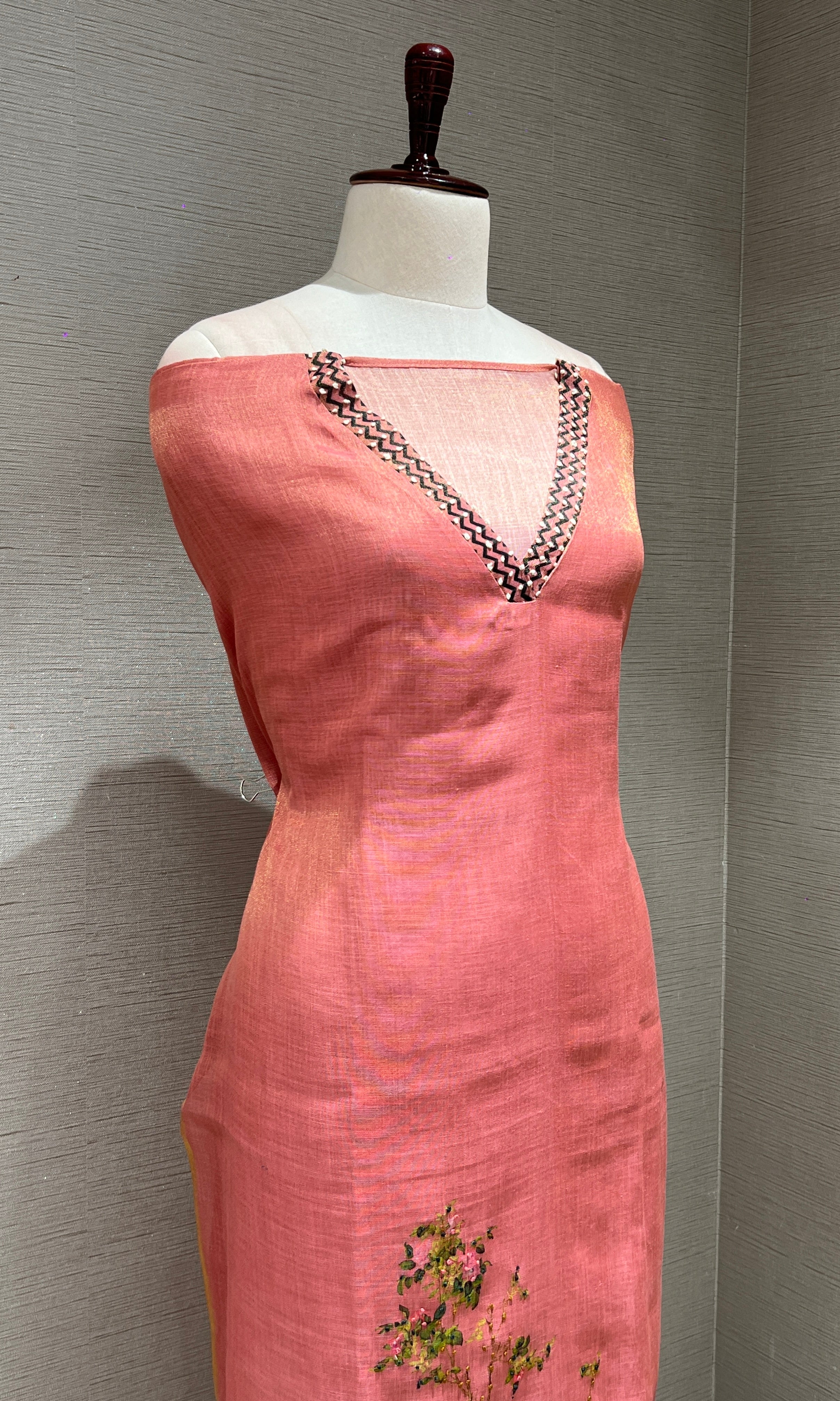 Peach dress material