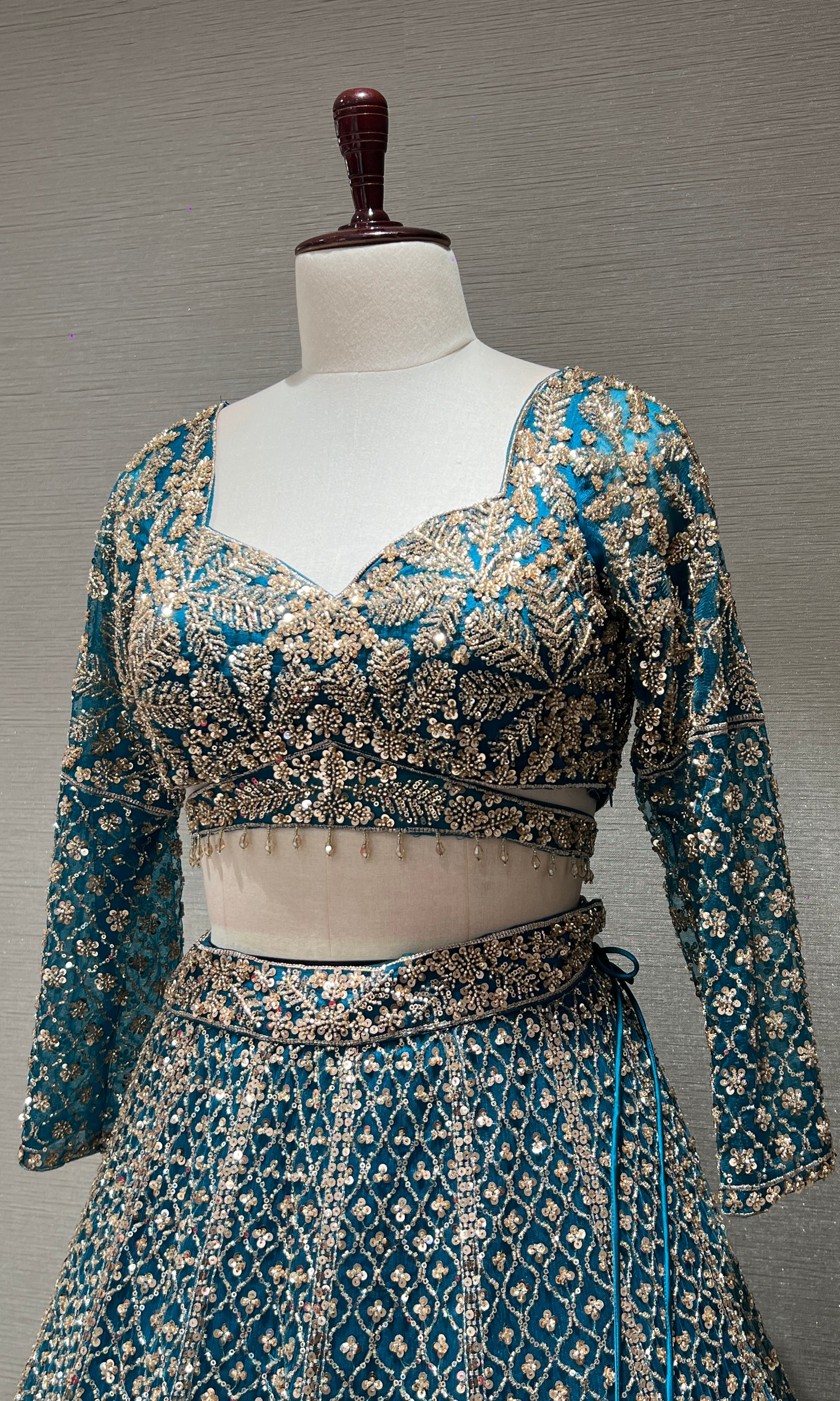 Blue GOLDEN INTRICATE EMBROIDERED LEHENGA