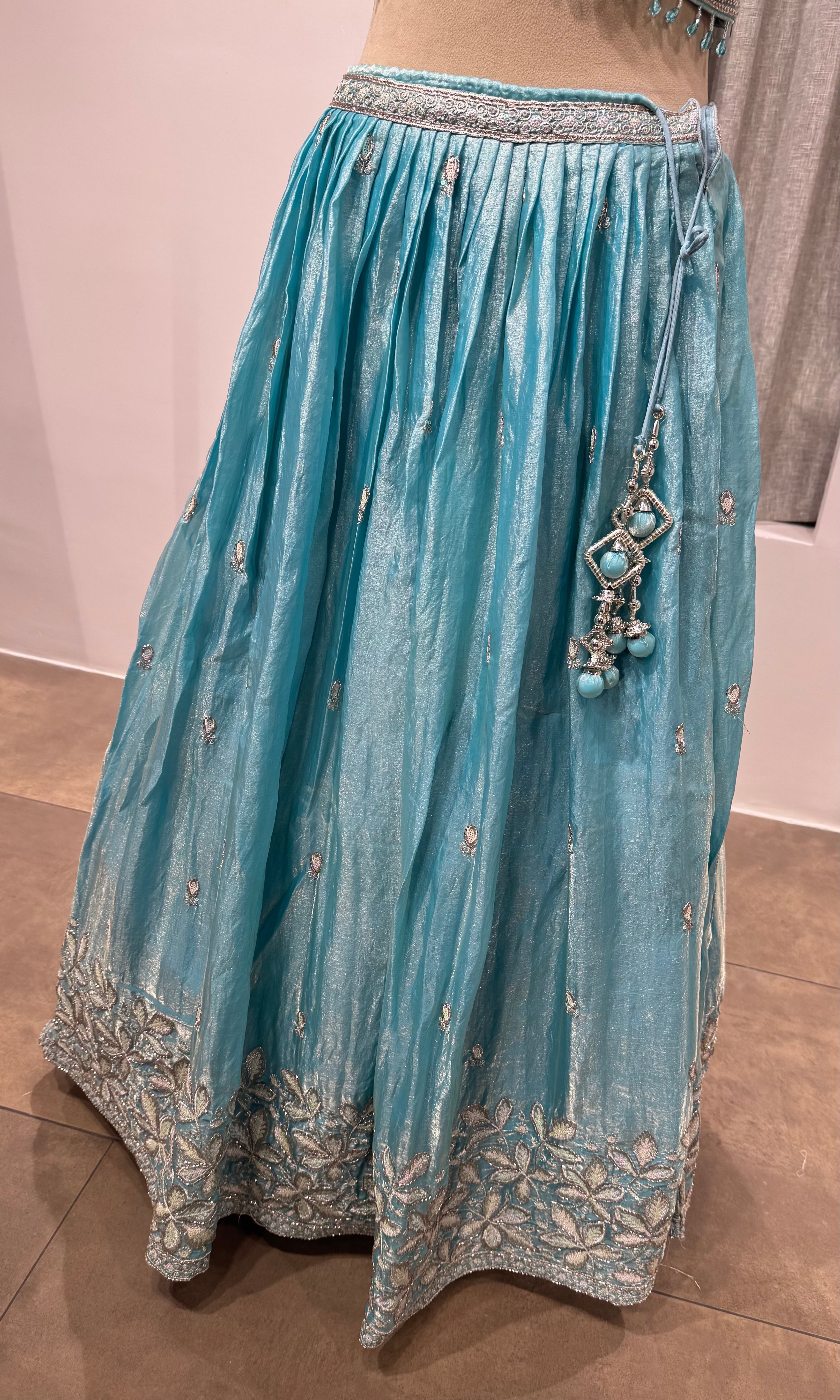Light blue silver embroidered bridal lehenga