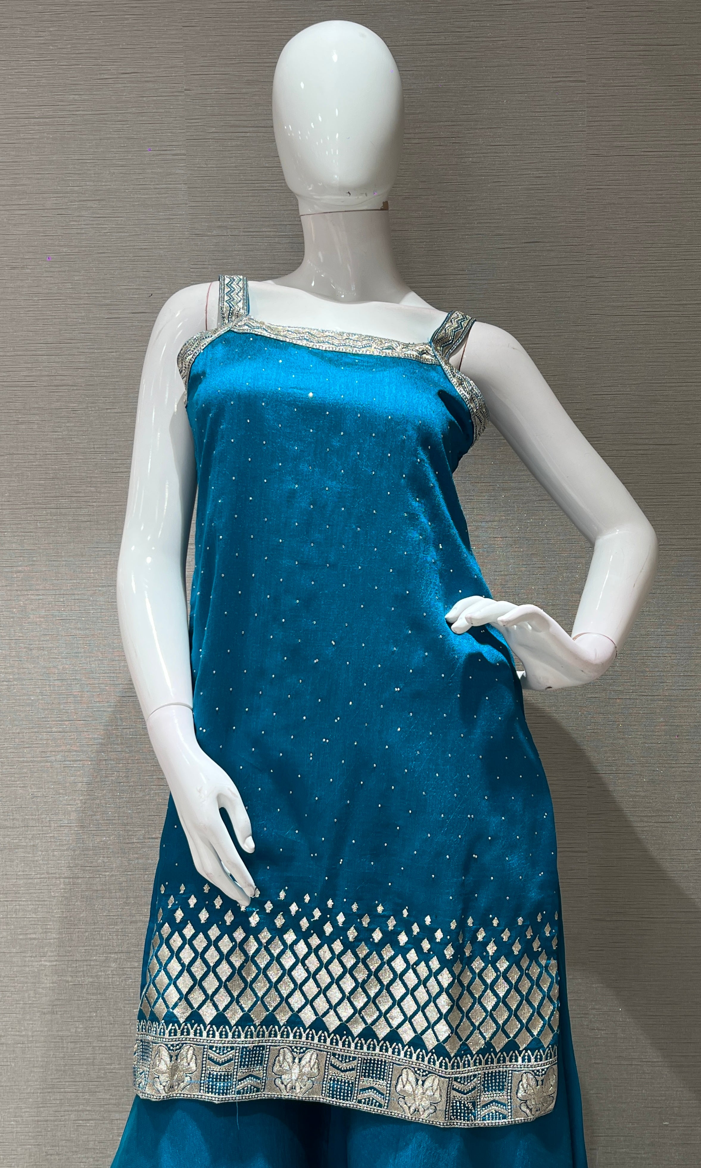 RAMA blue embroidered kurti sharara set