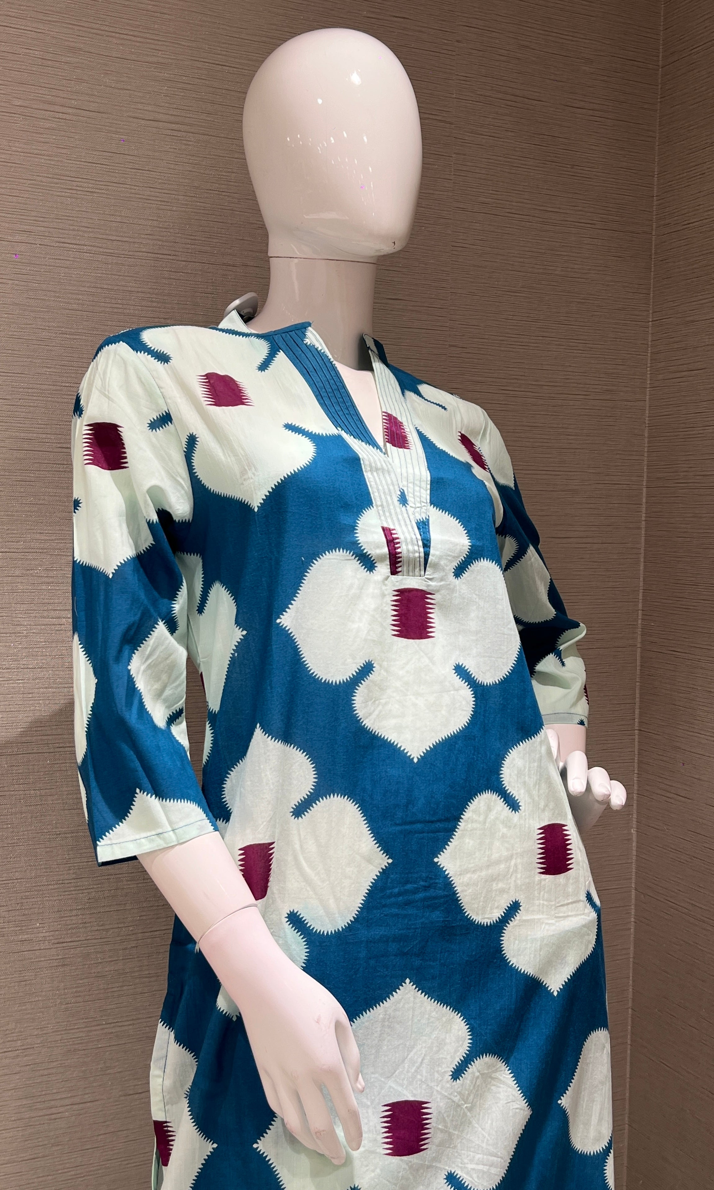 LIGHT Blue FLORAL PRINTED KURTI WITH BOTTOM