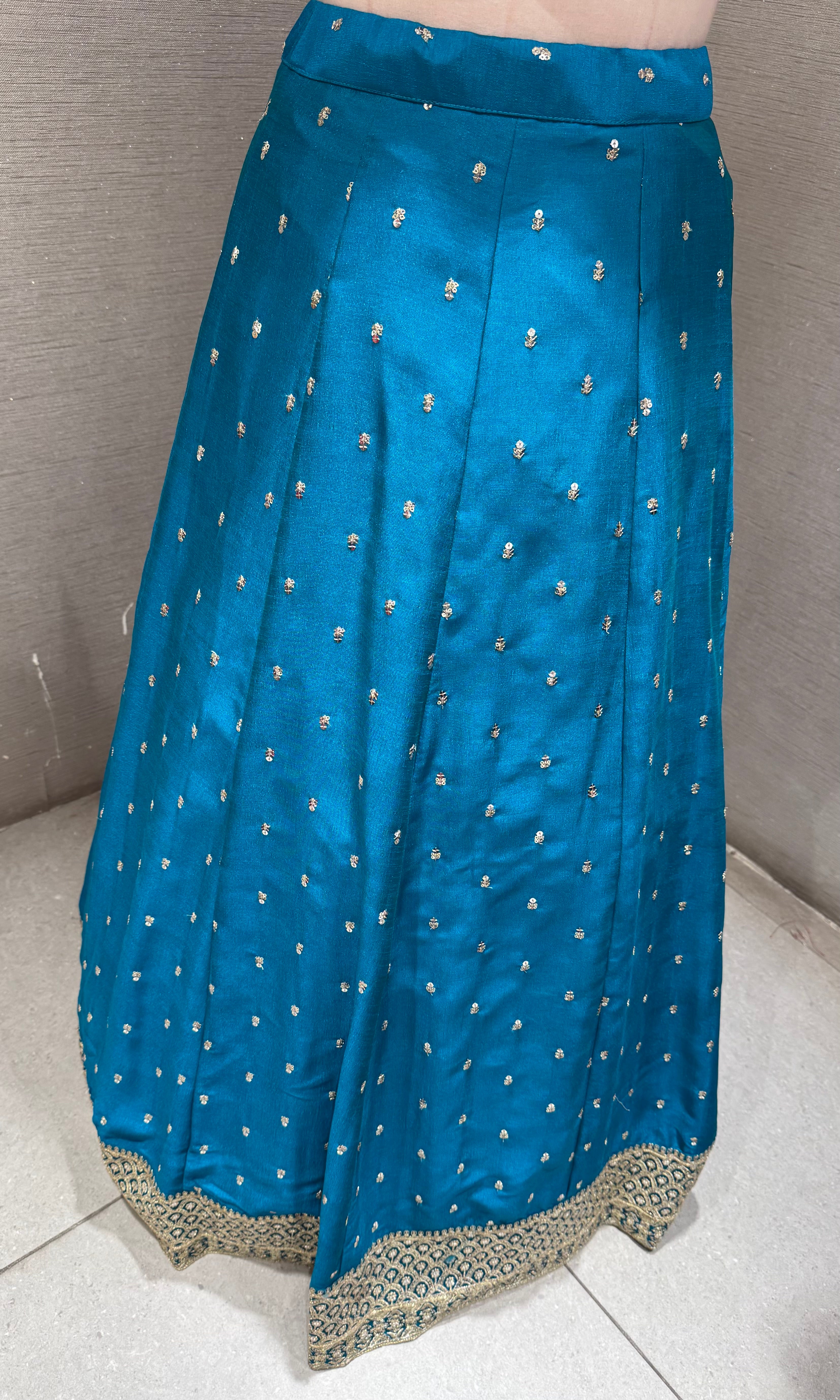 Rama Embroidered Lehenga Choli Set with Gold Border