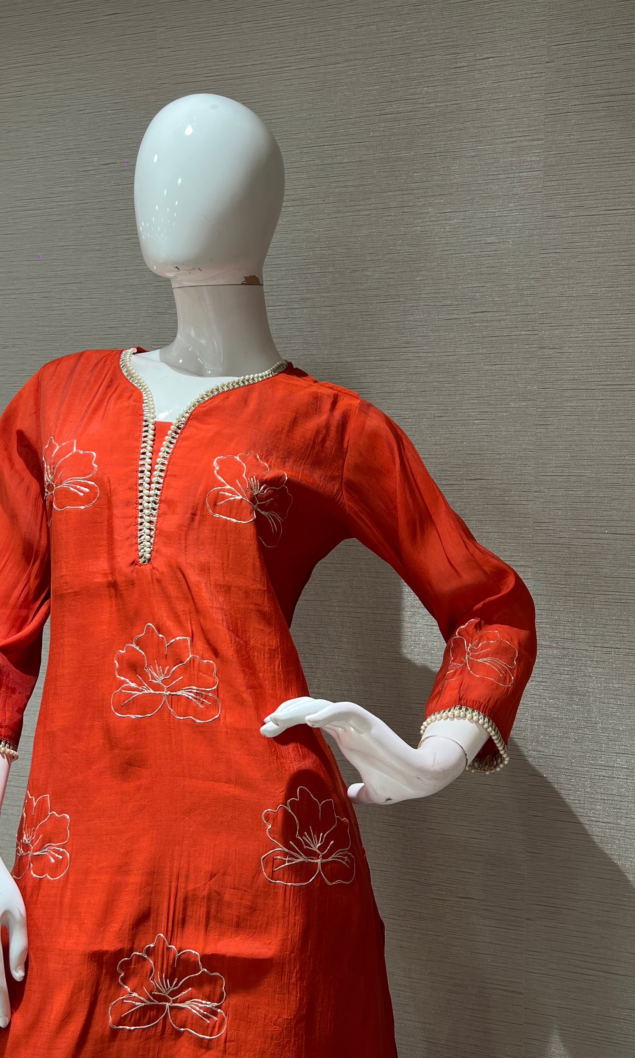 Rust KURTA SET WITH PALAZZO PANTS